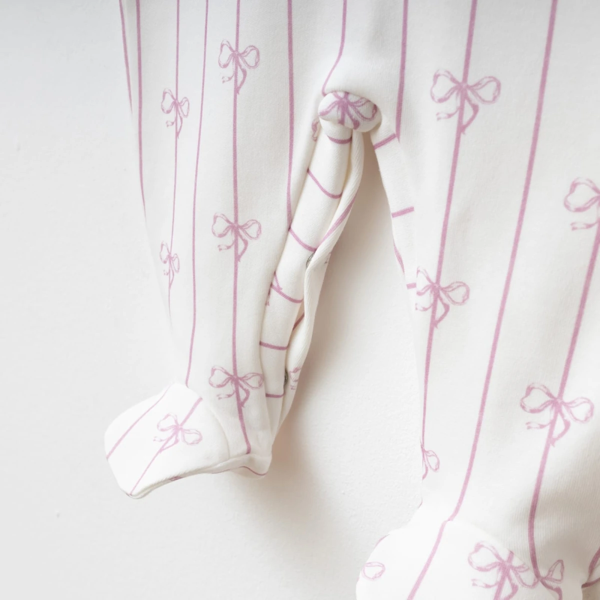 2'li Kız Bebek Fiyonk Desenli Tulum Bandana Set (Lila-Somon)