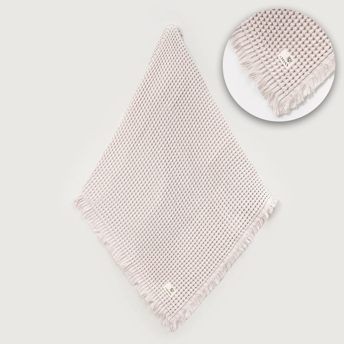 Petek Desenli 110x110 cm Battaniye (Bej-Krem-Ekru)