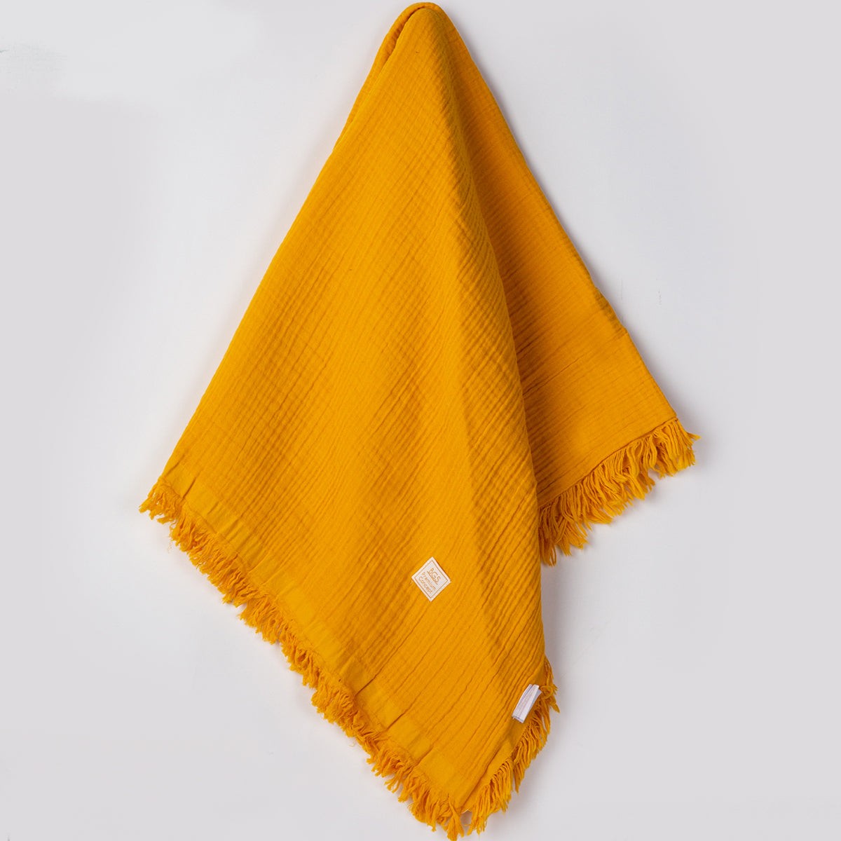 Müslin Bürümcüklü 120x120 cm Battaniye (Hardal-Beyaz-Mint) 