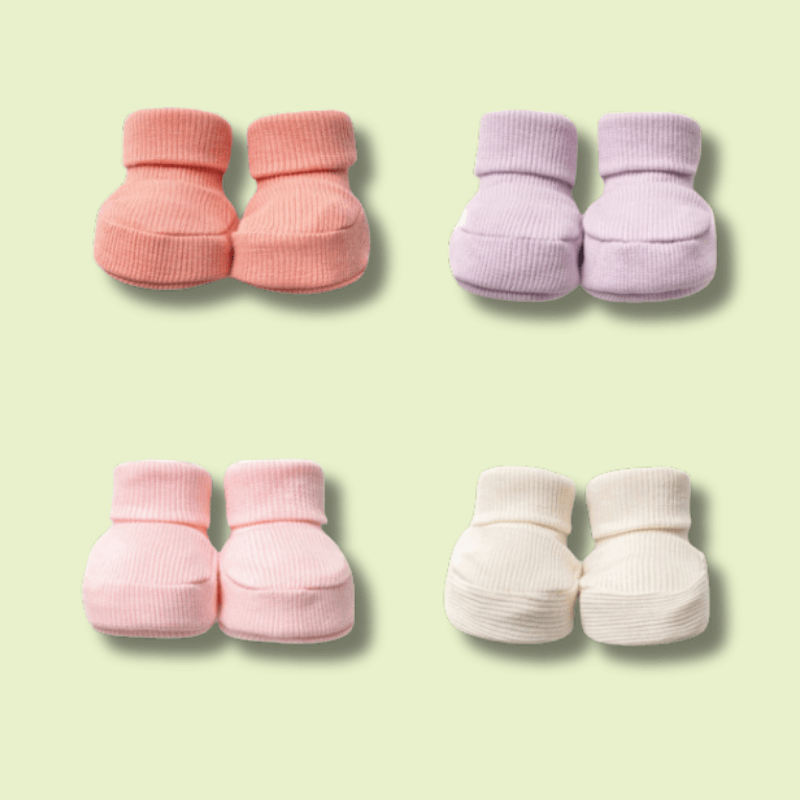 4'lü Yeni Doğan Patik Set (Beyaz-Pembe-Somon-Lila)