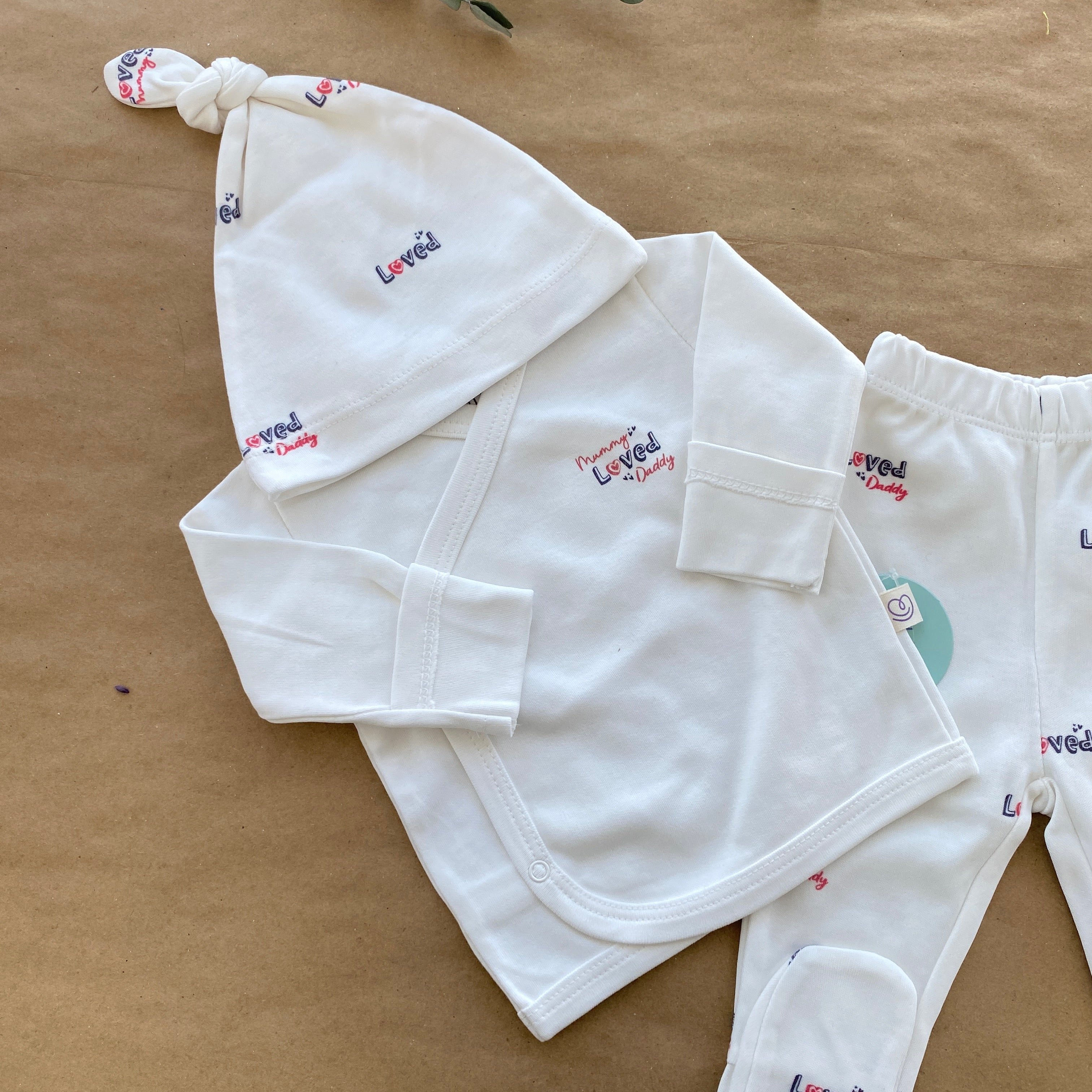 3'lü Mommy Loved Dady Organik Hastane Çıkışı