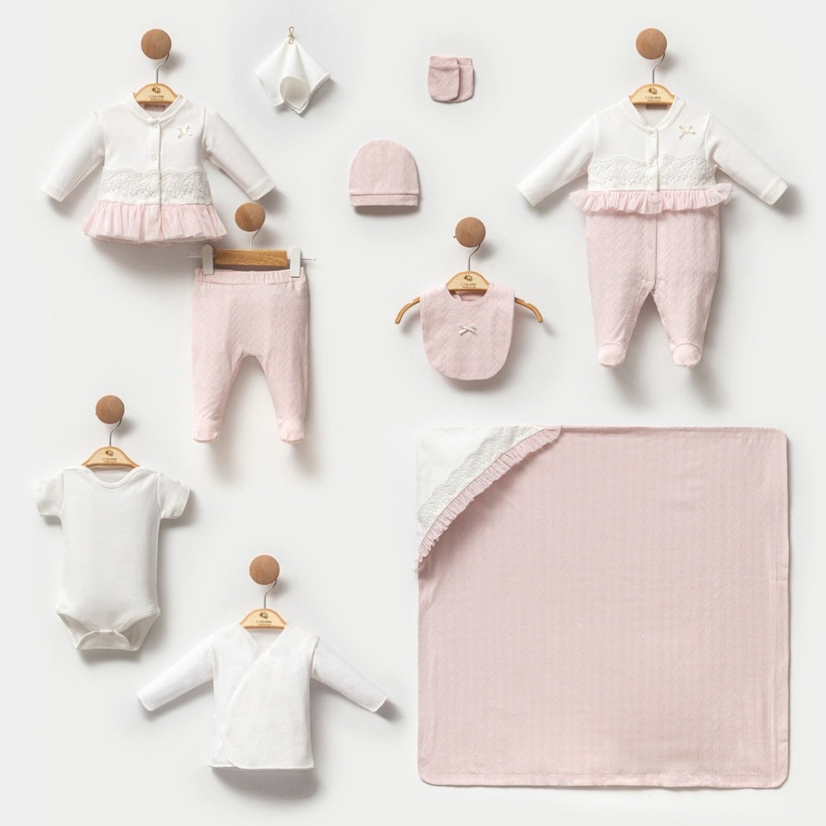 10'lu Kız Bebek Tüllü Pembe Hastane Çıkışı Set