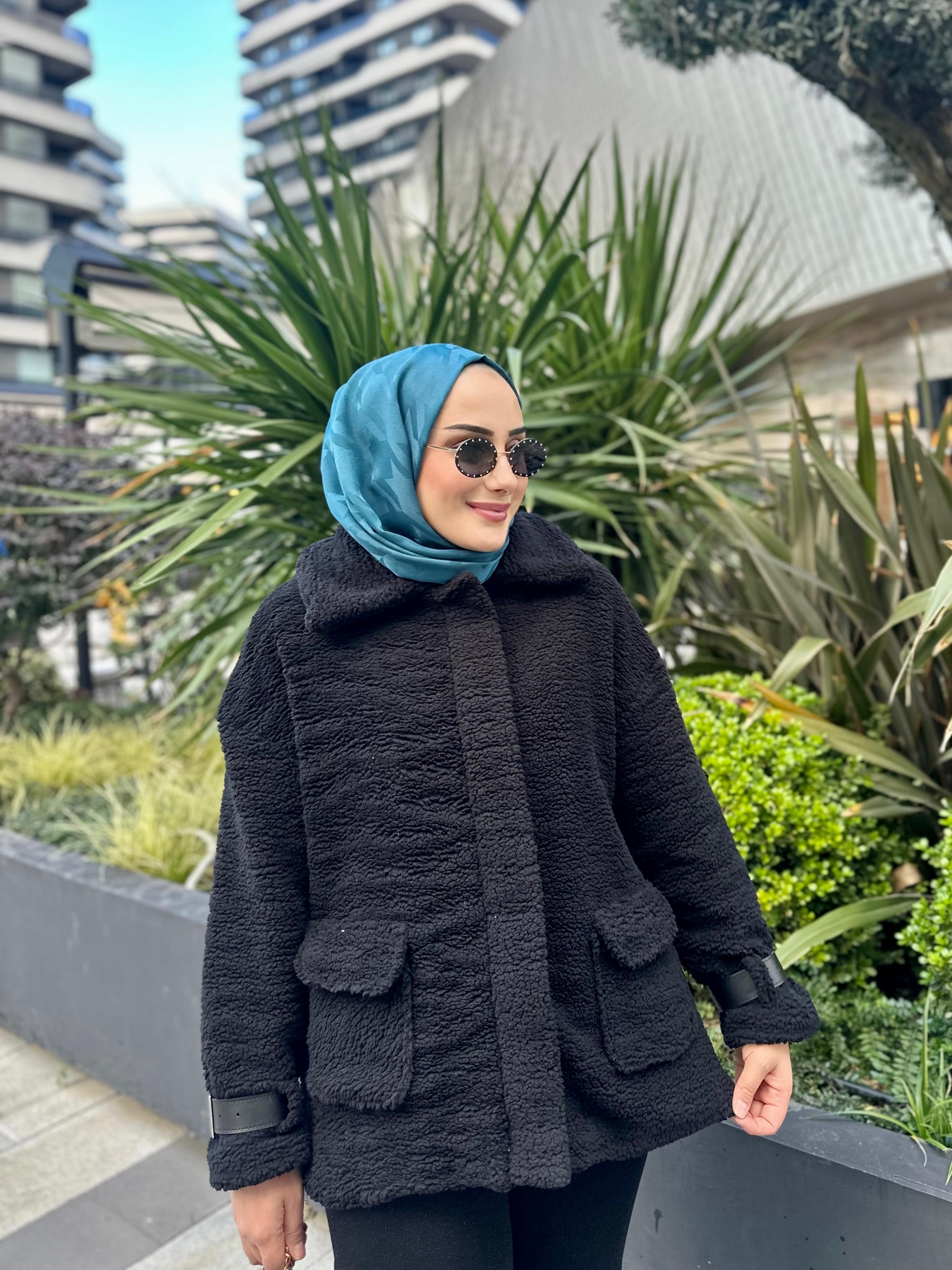 Peluş Mont Siyah