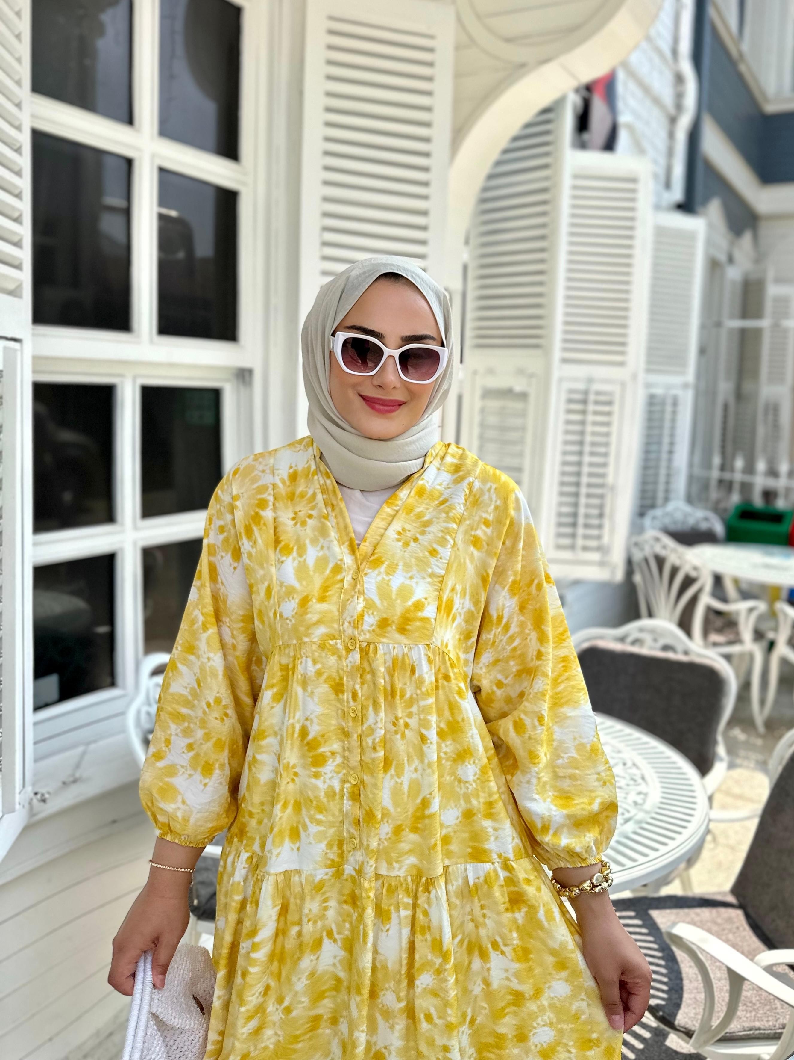 Batik Çiçek Sarı Elbise