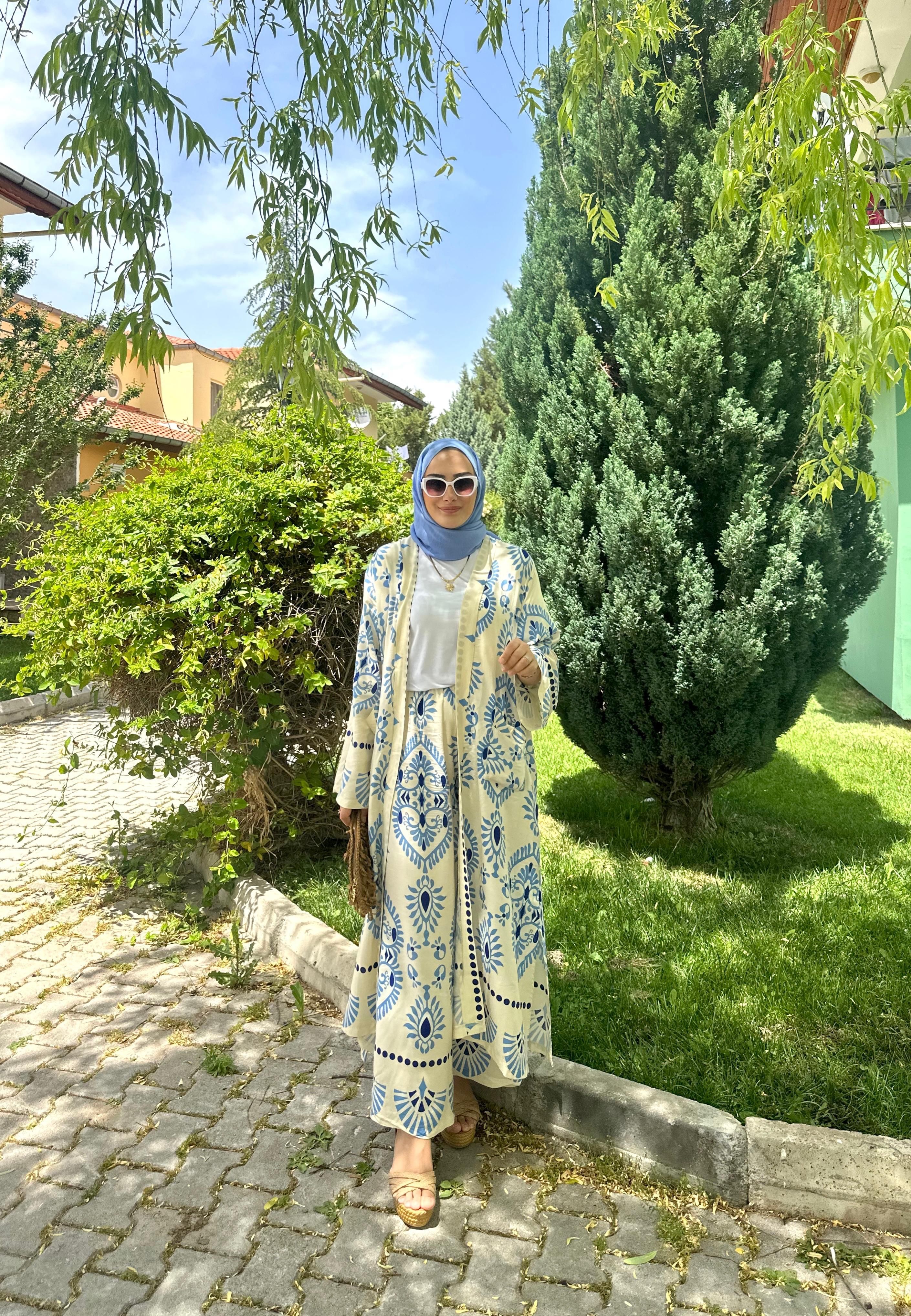 Fiona Mavi Kimono Takım