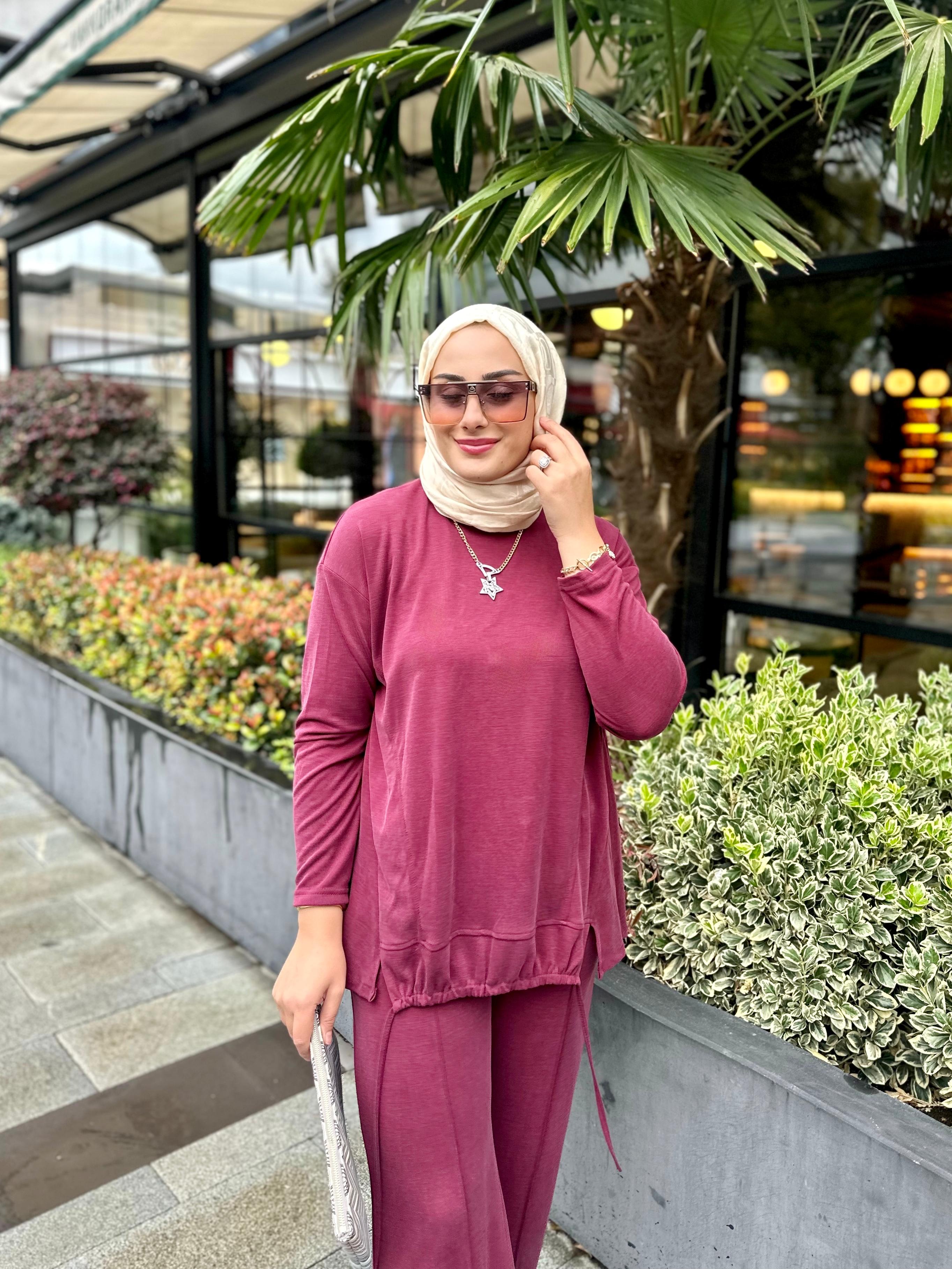 Büzgü Detay Oysho Takım - Bordo