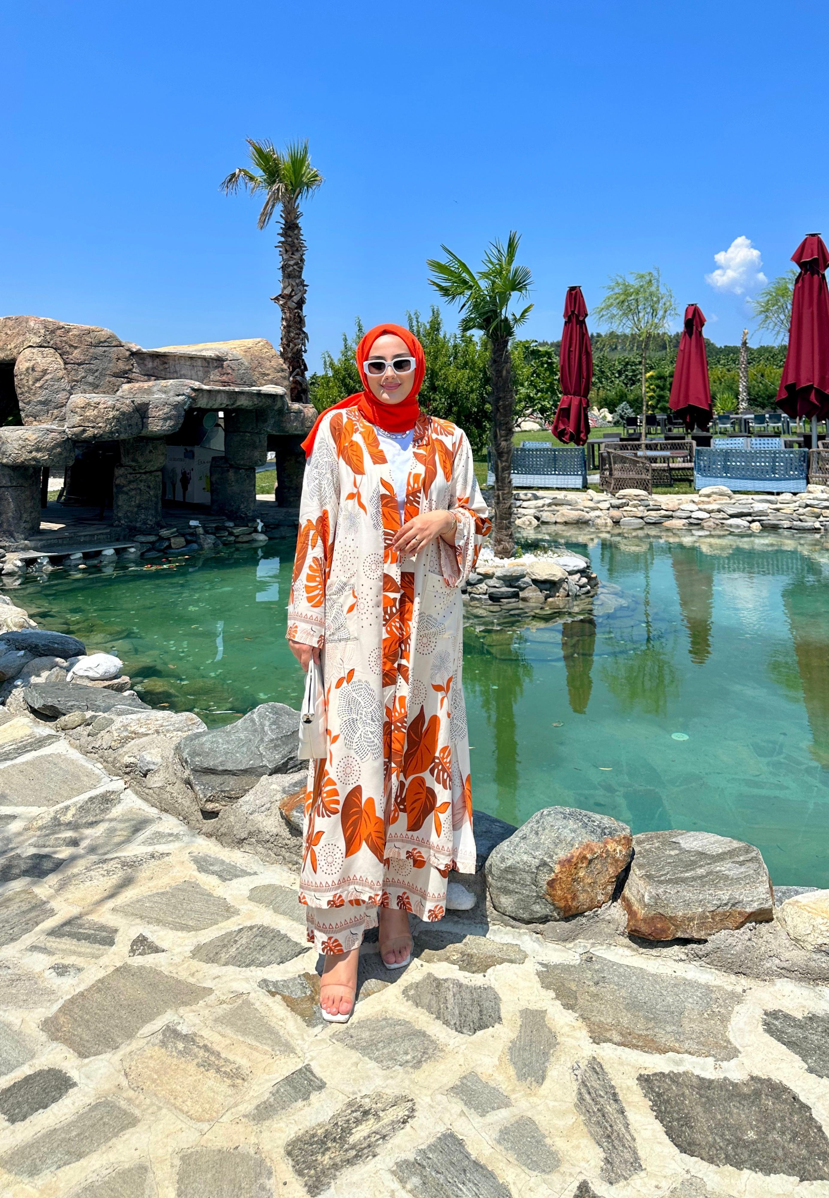 Roza Orange Kimono Takım
