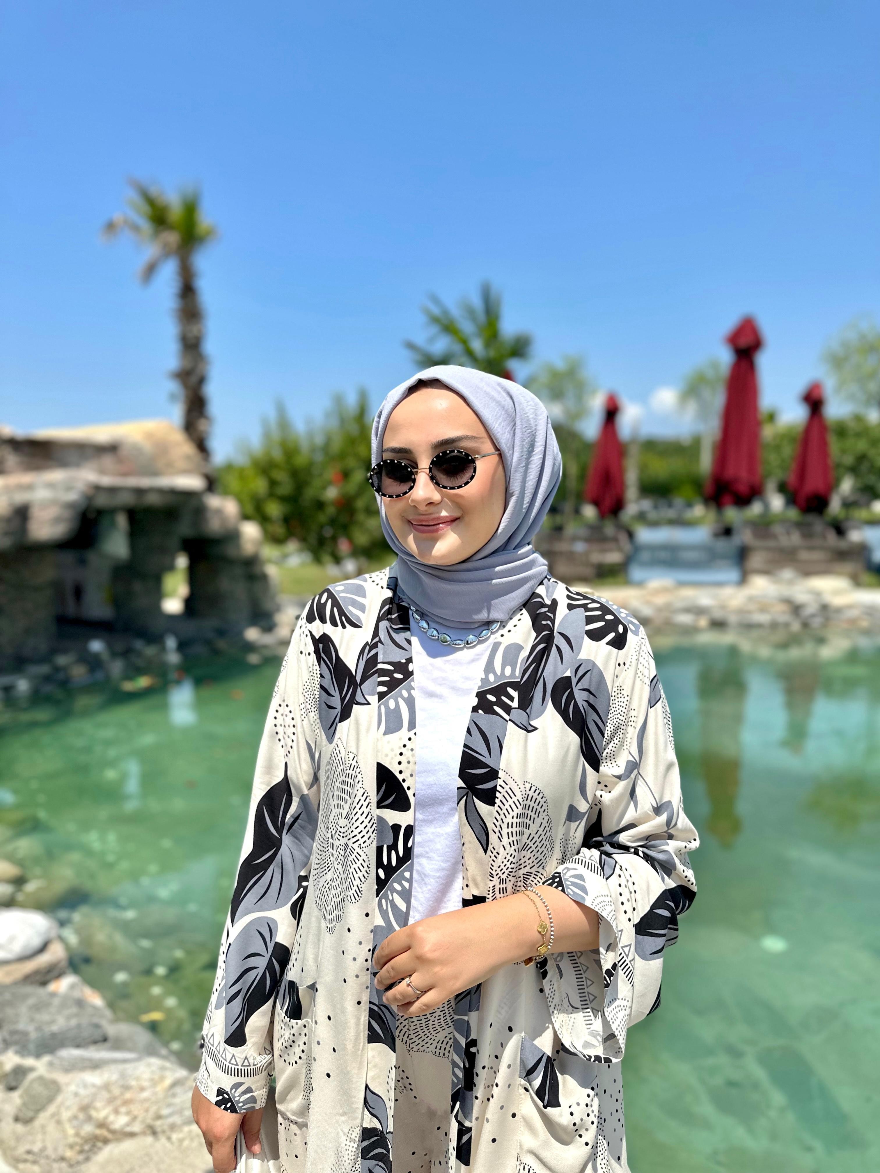 Roza Gri Kimono Takım