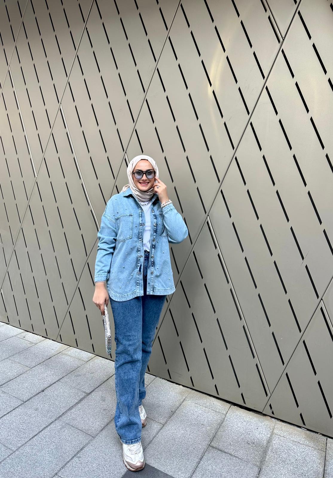 Full Taşlı Kot Ceket