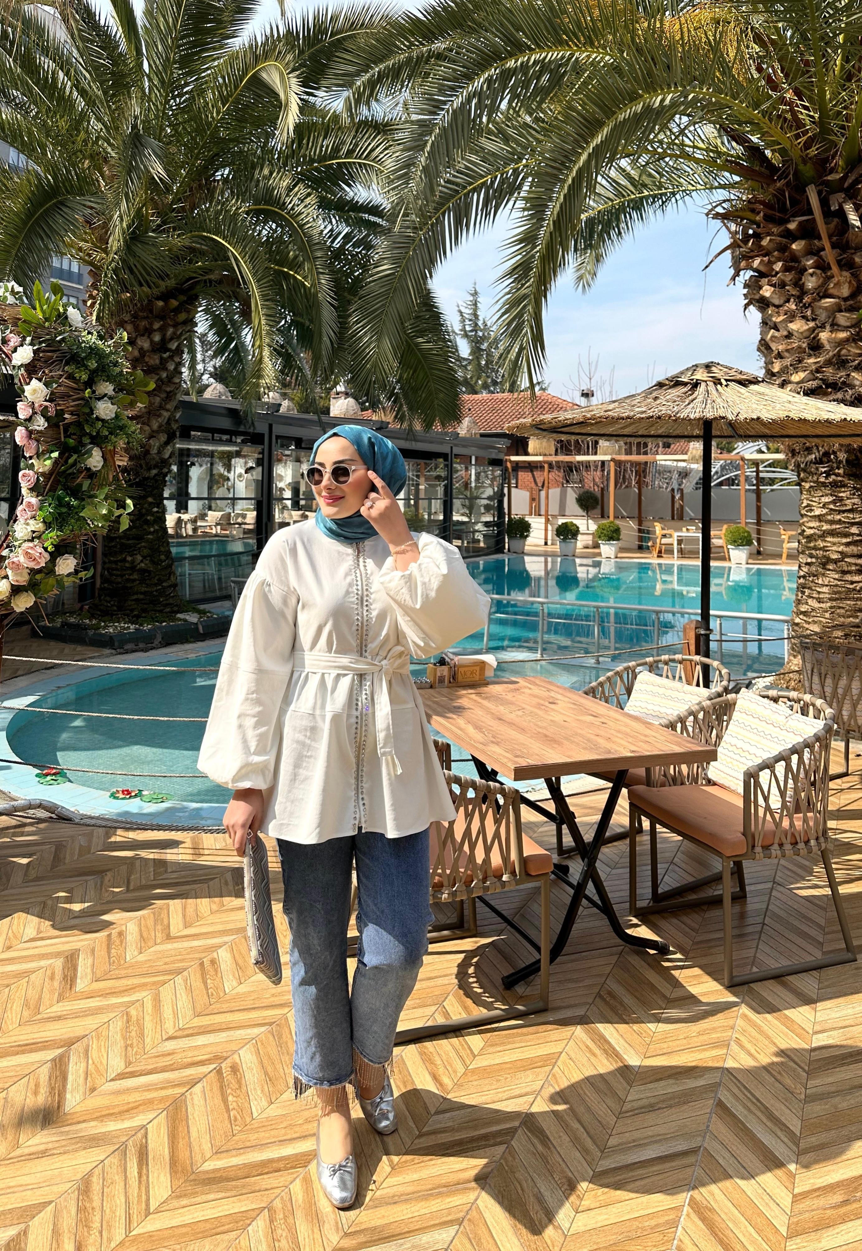 Eva Taşlı Beyaz Ceket