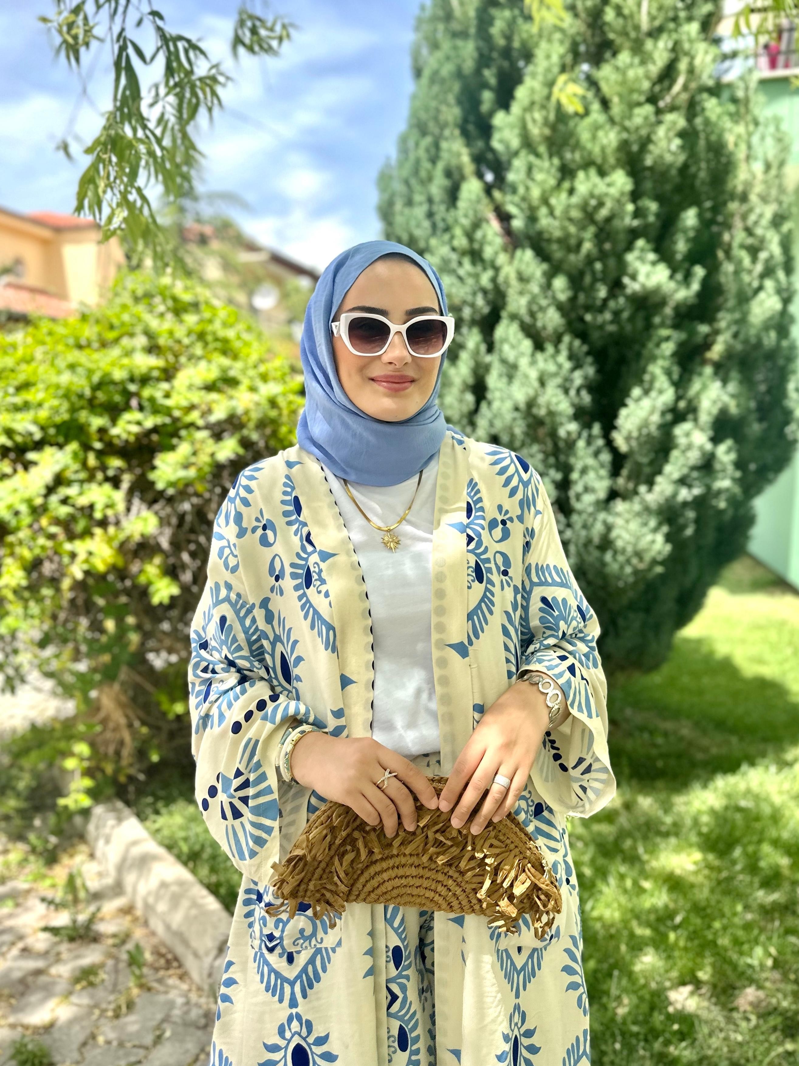 Fiona Mavi Kimono Takım