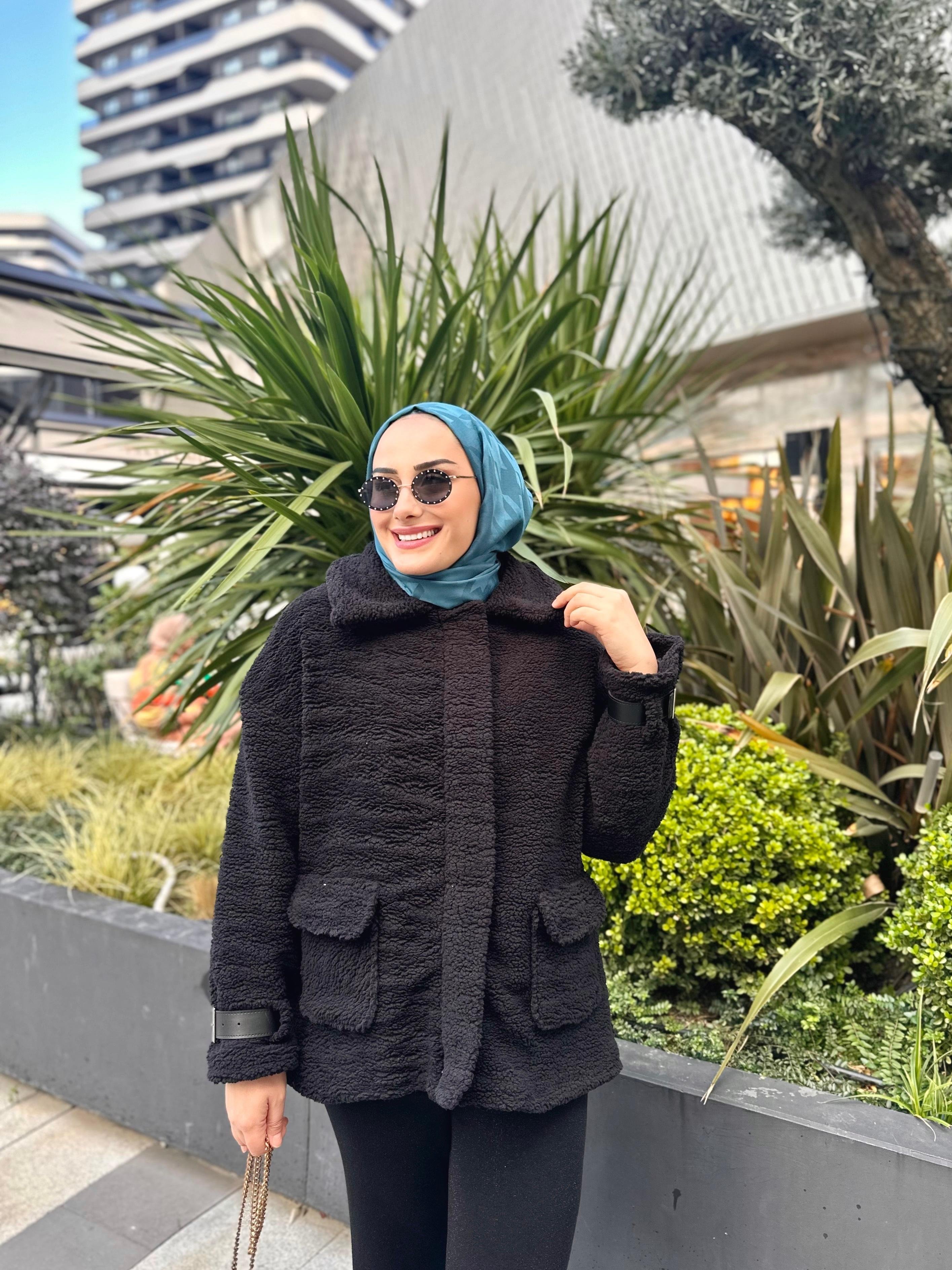Peluş Mont Siyah