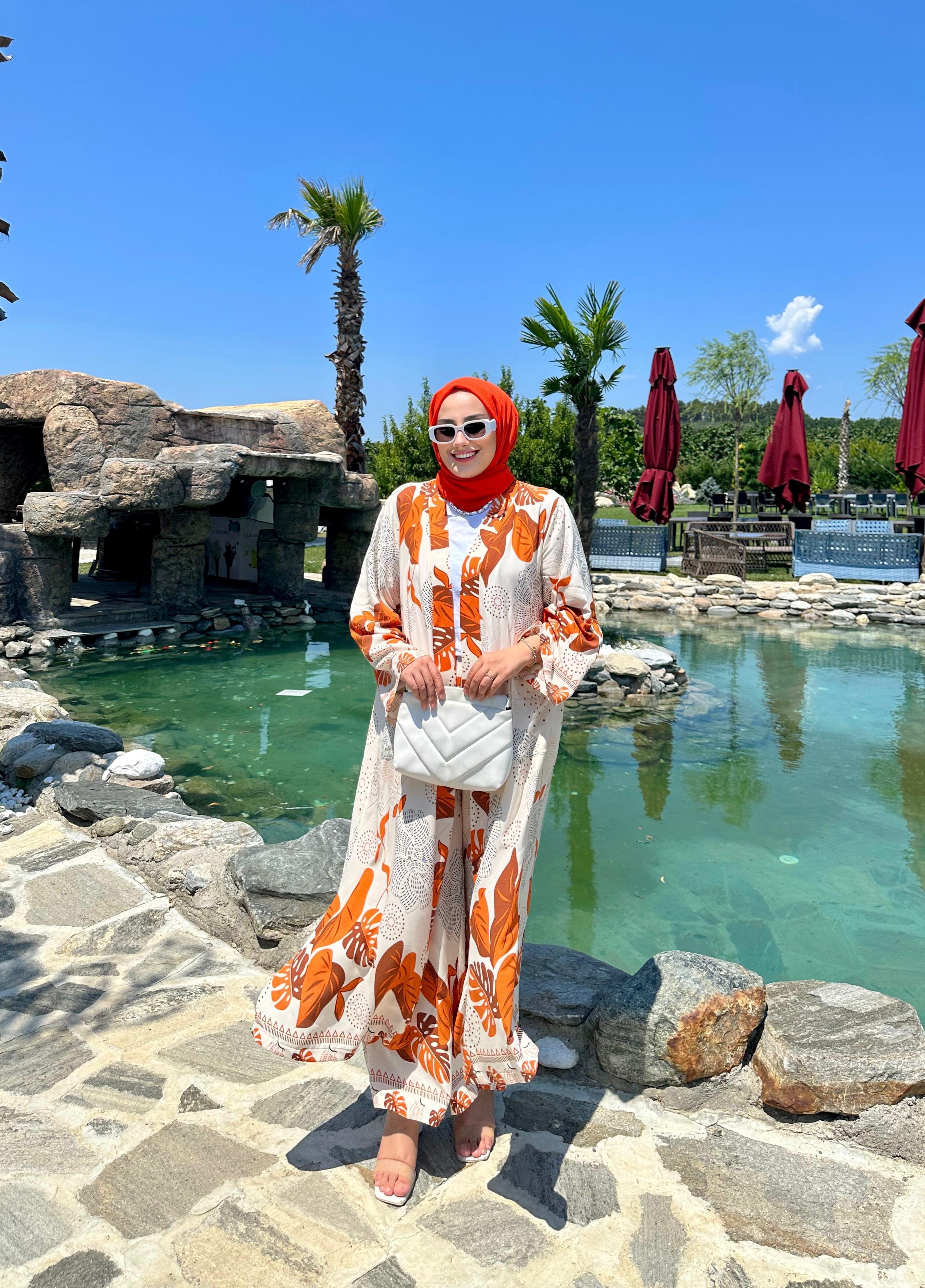 Roza Orange Kimono Takım
