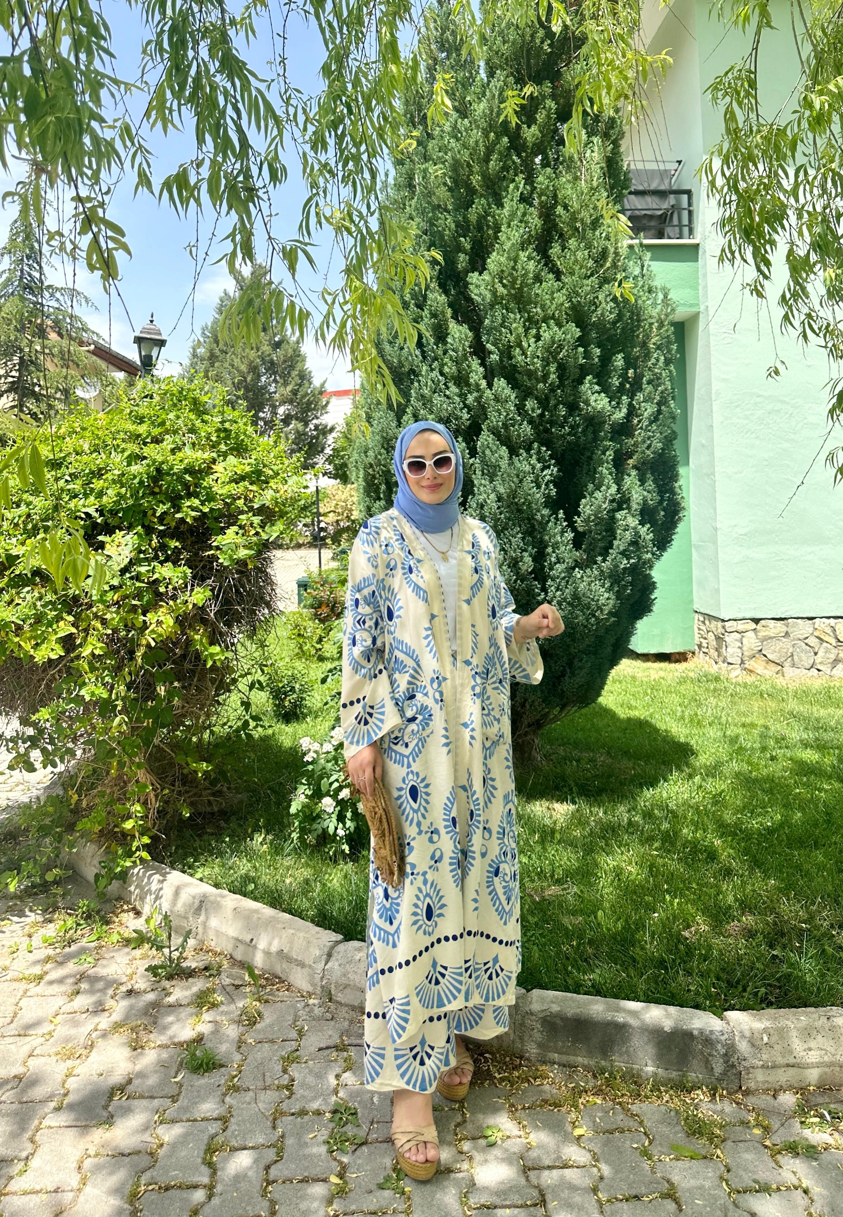 Fiona Mavi Kimono Takım