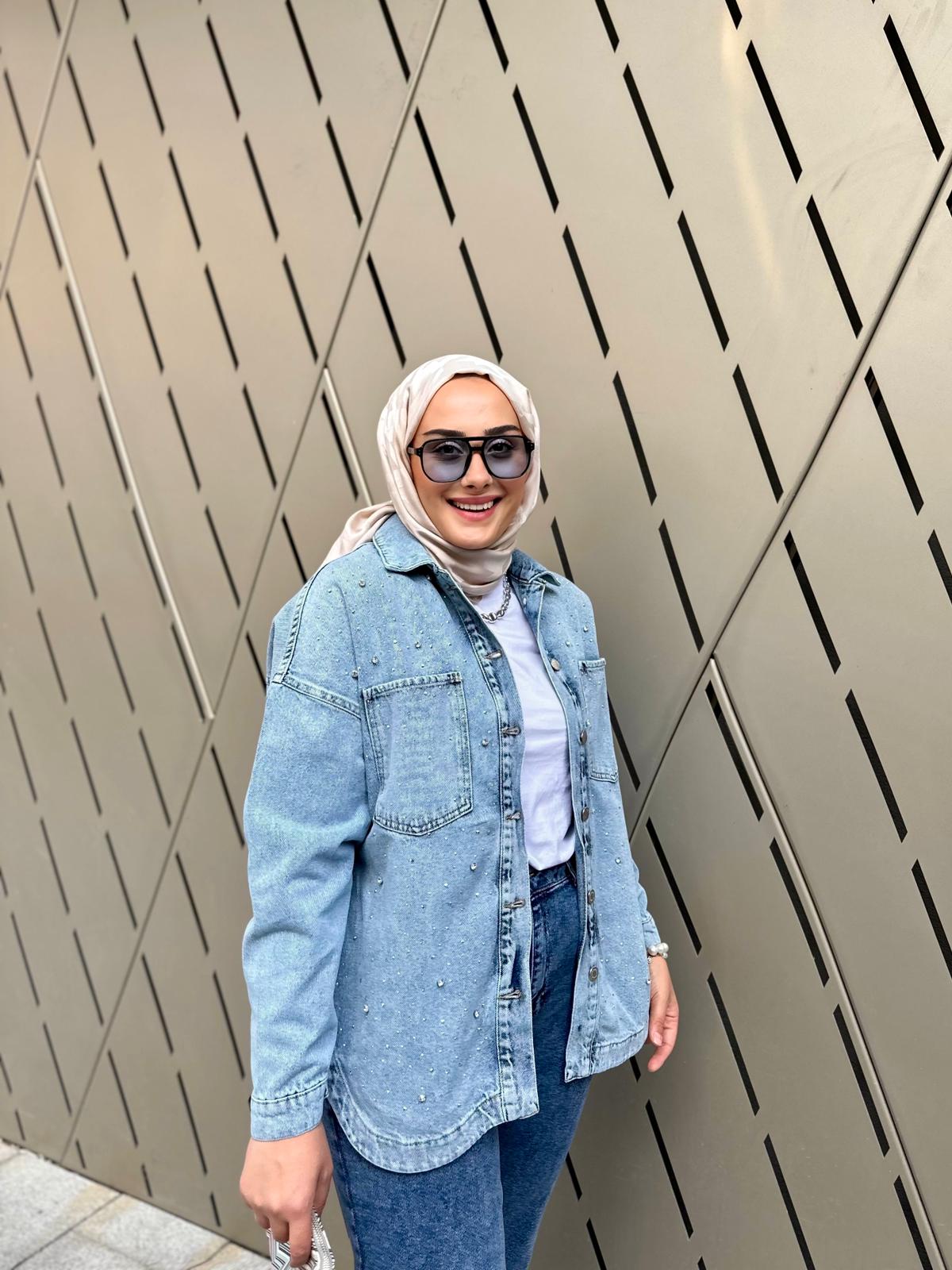 Full Taşlı Kot Ceket