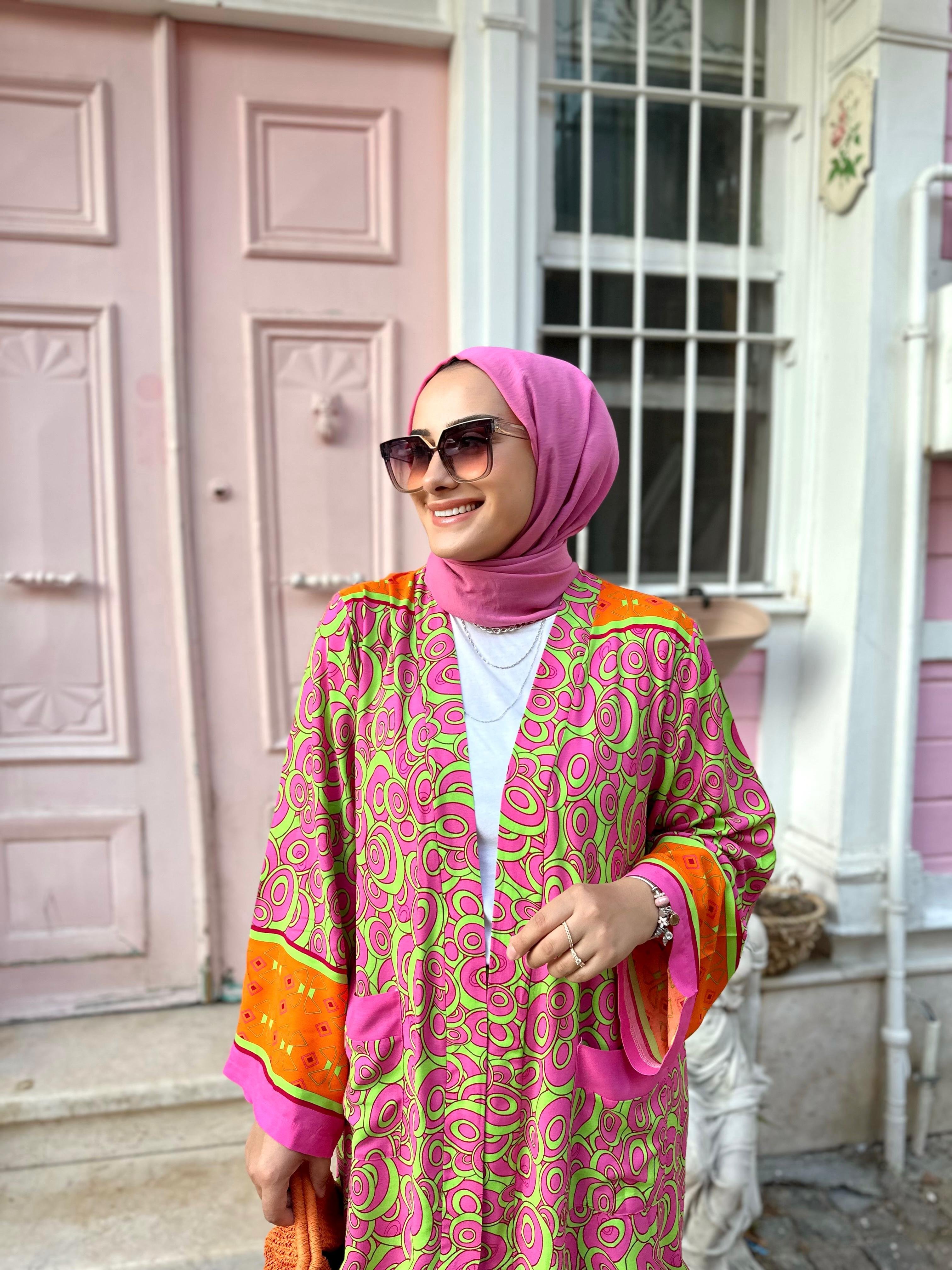 Bubble Pembe Kimono Takım