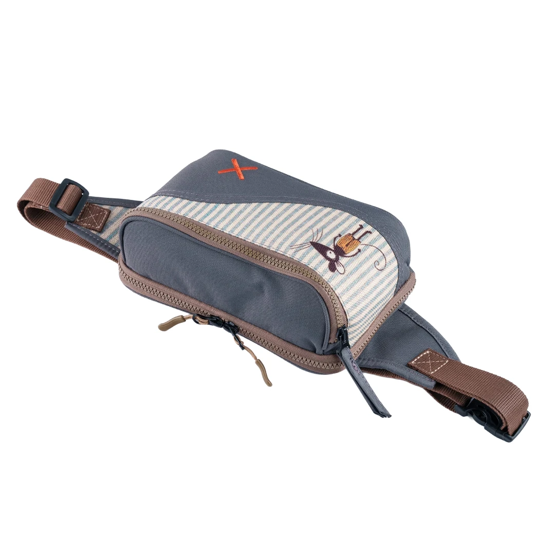 Antrasit Fare Desenli Kanvas Unisex Göğüs ve Bel Çantası