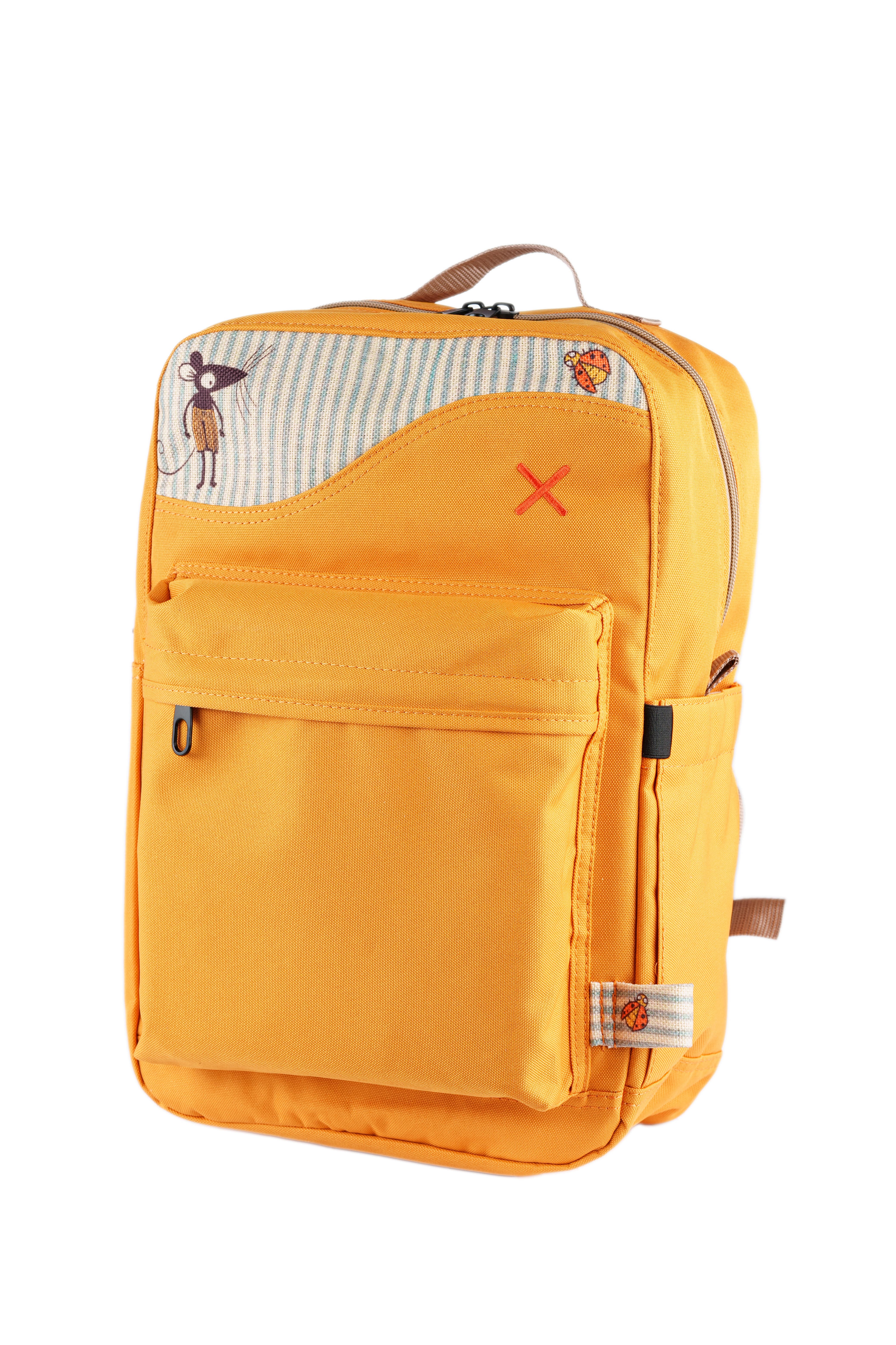 Sarı Fare Desenli Kanvas Unisex Sırt Çantası