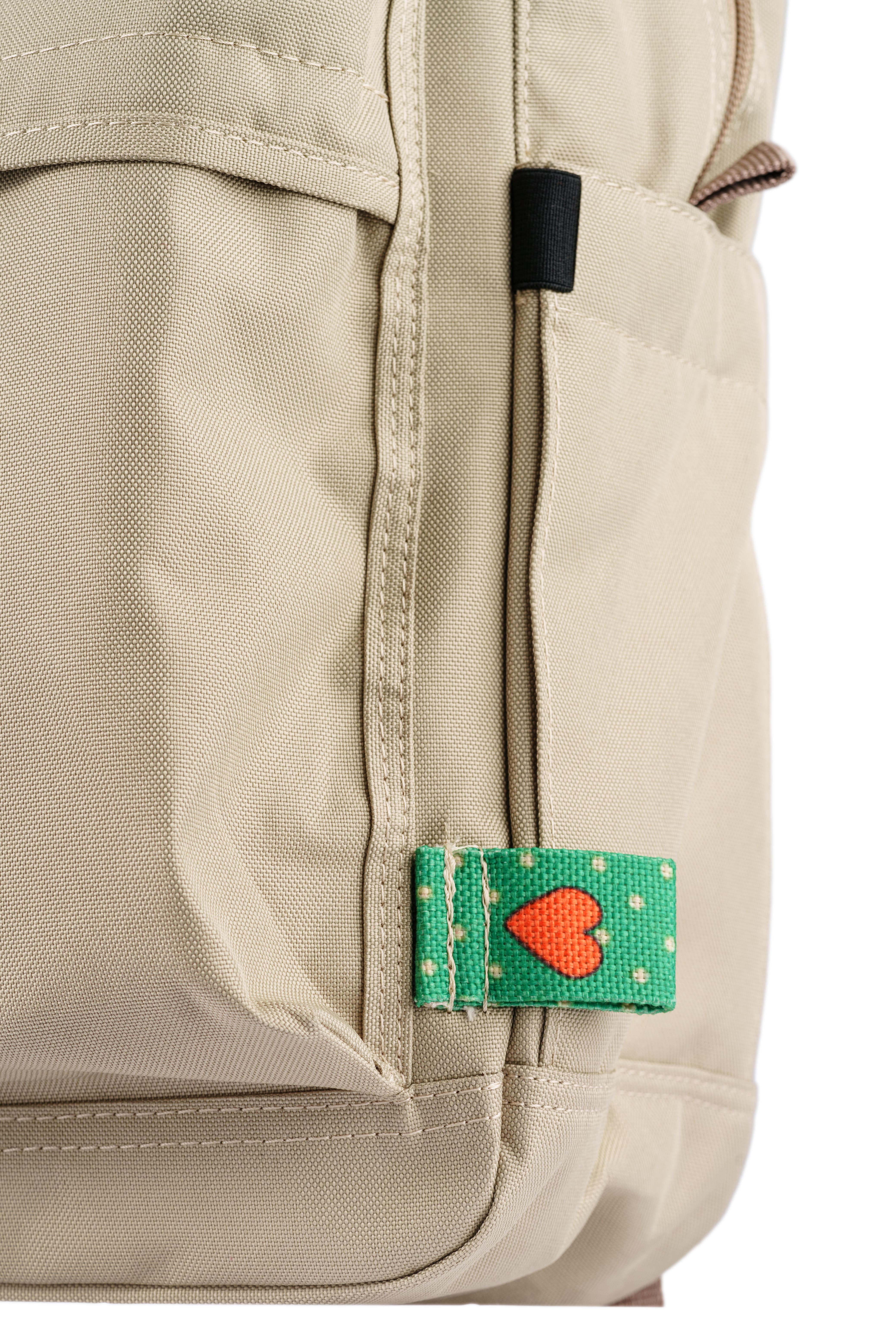 Krem Karga Desenli Desenli Kanvas Unisex Sırt Çantası