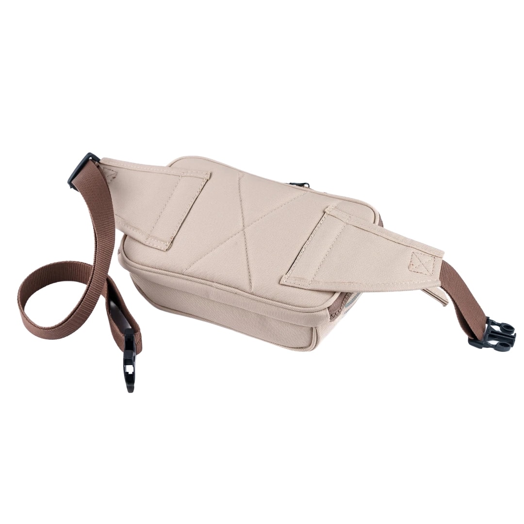 Krem Rengi Kedi & Köpek Desenli Kanvas Unisex Göğüs ve Bel Çantası