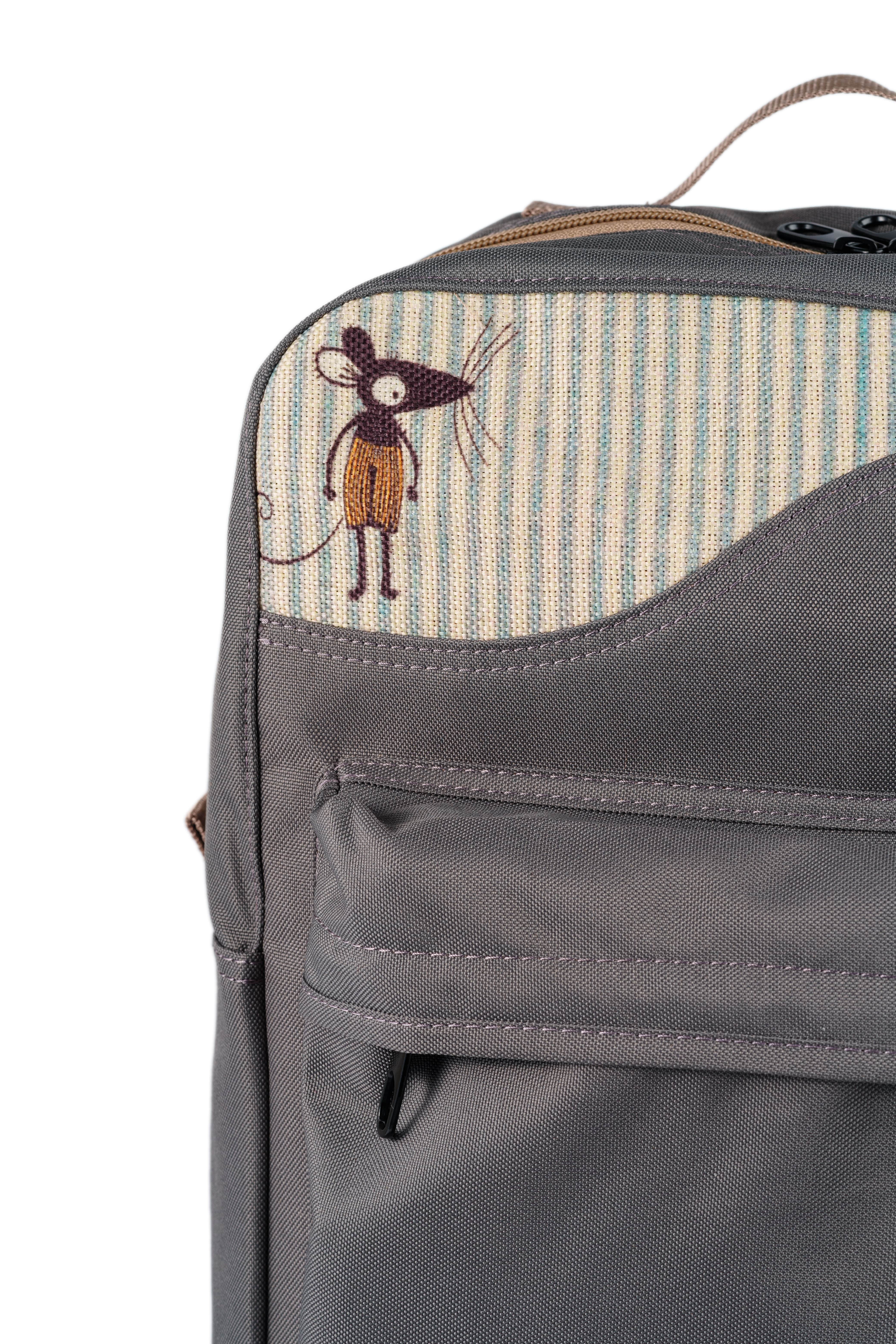 Antrasit Fare Desenli Kanvas Unisex Sırt Çantası