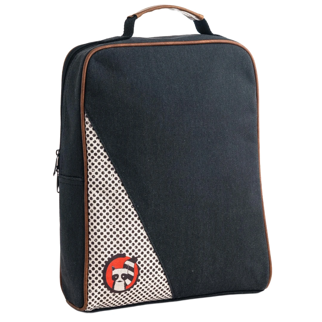 Siyah Rakun Desenli Üçgen Laptop & Sırt Çantası