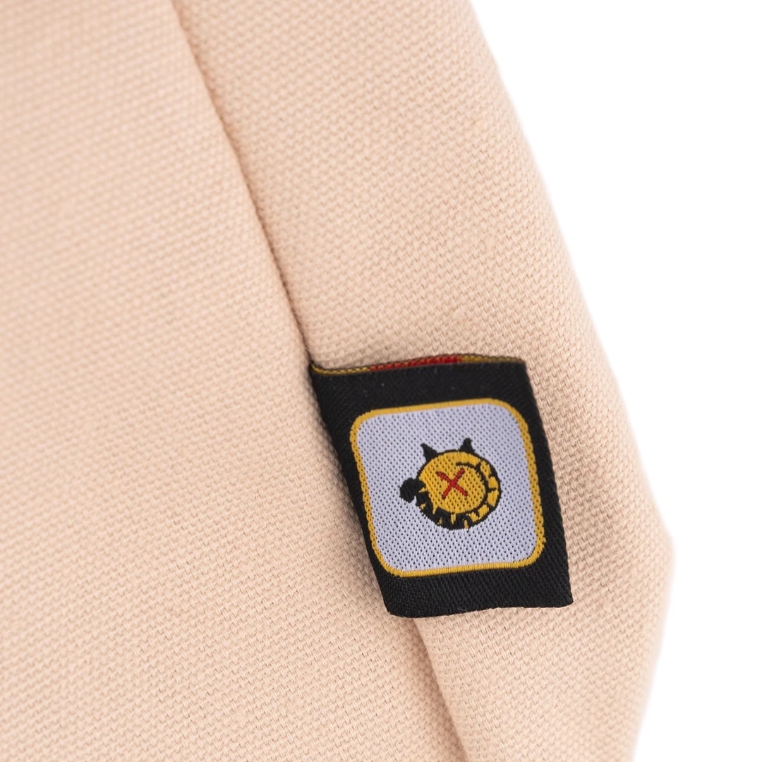 Krem Fil Desenli Canvas Kumaş Omuz Çantası