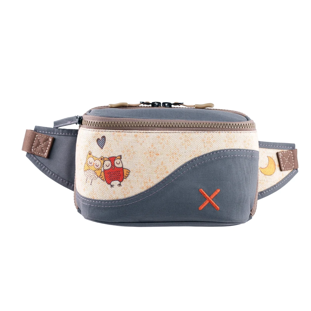 Baykuş Baskılı Kanvas Unisex Göğüs ve Bel Çantası