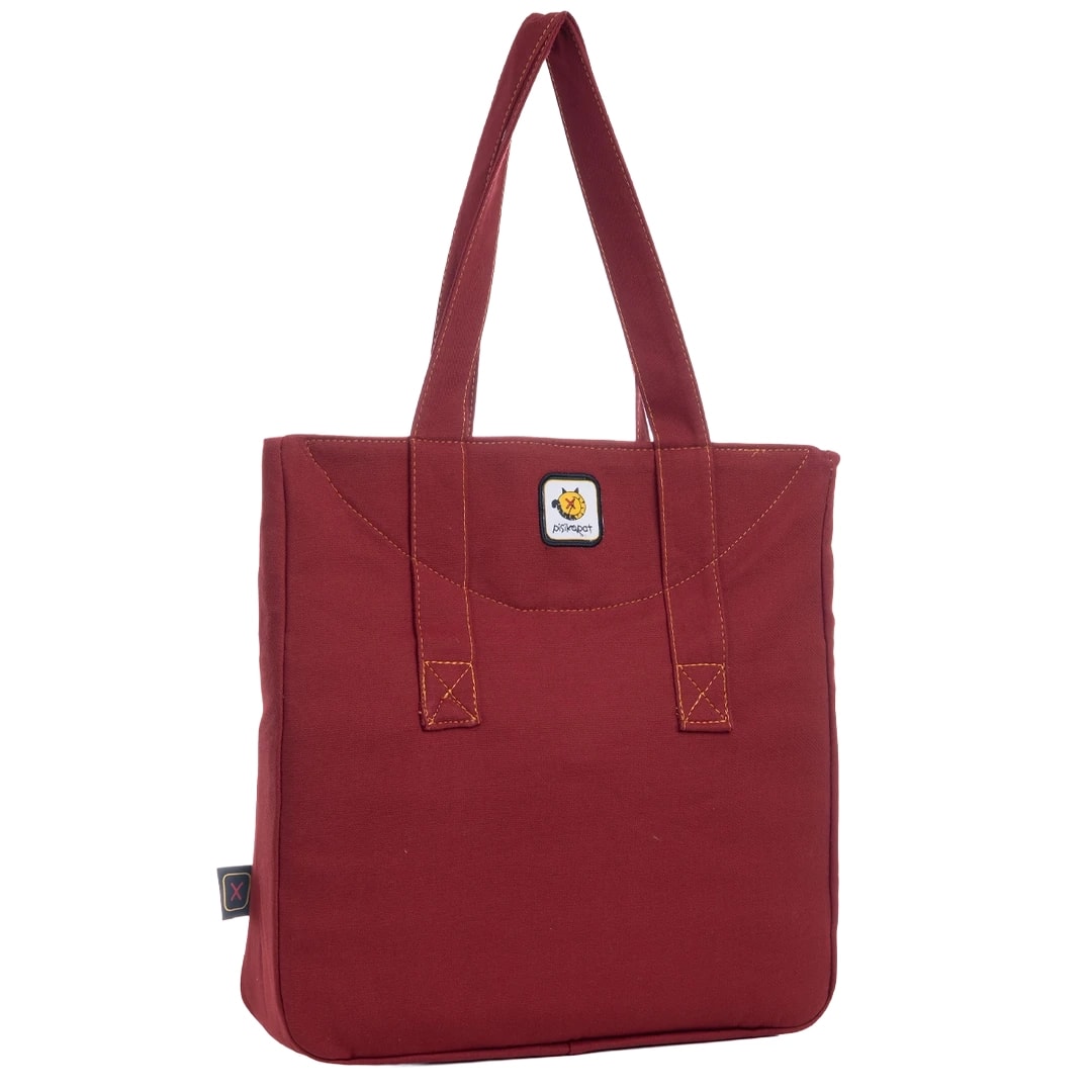 Bordo Rakun Desenli Canvas Kumaş Omuz Çantası