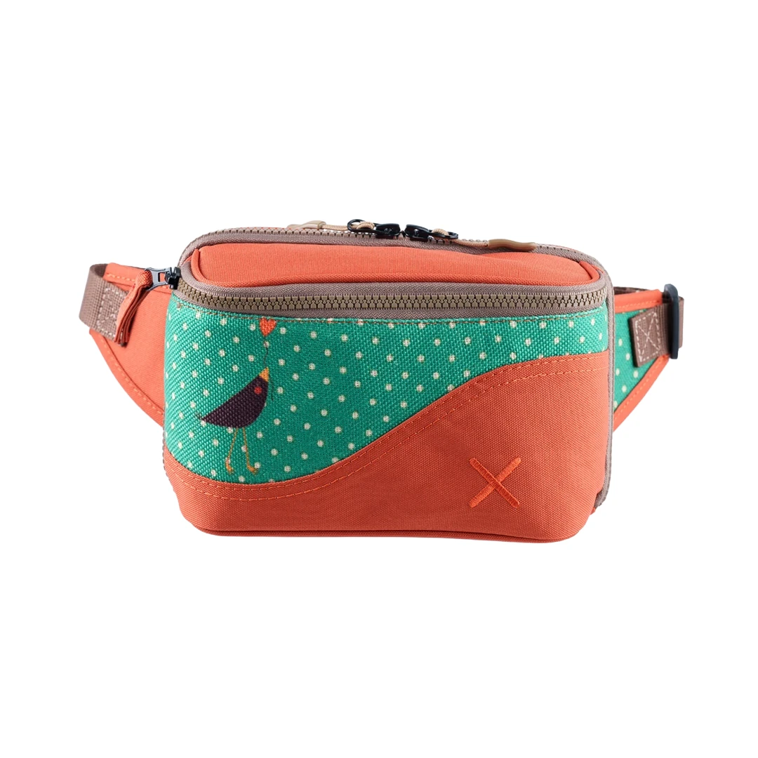 Turuncu Karga Desenli Kanvas Unisex Göğüs ve Bel Çantası