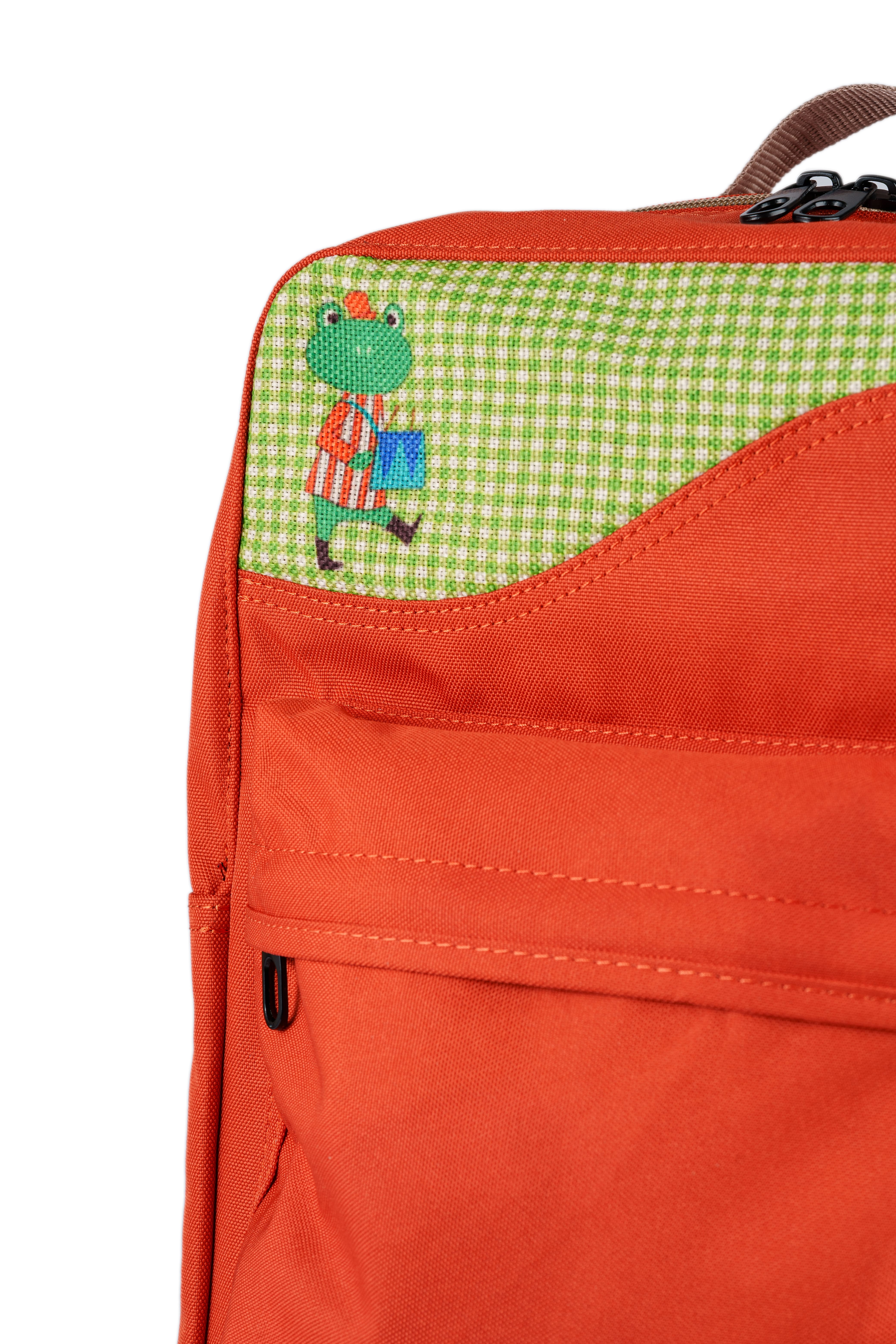 Turuncu Kurbağa Desenli Kanvas Unisex Sırt Çantası