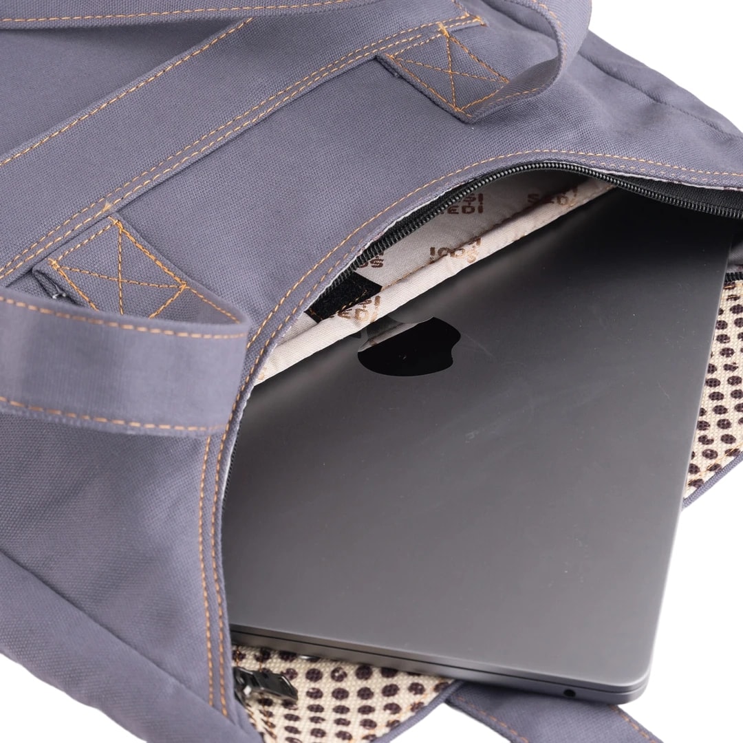 Gri Rakun Desenli Canvas Kumaş Omuz Çantası