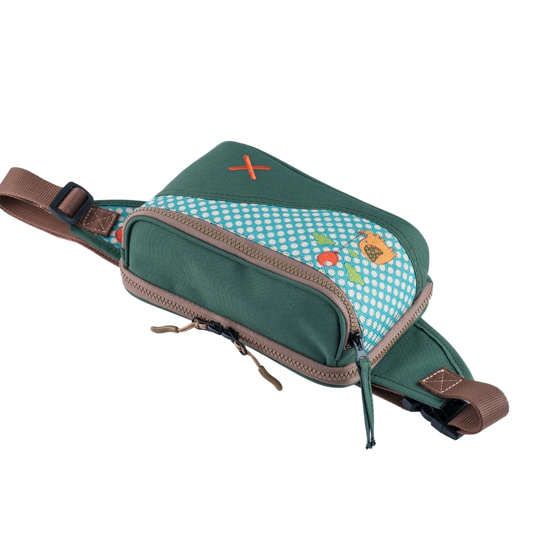 Yeşil Fil Desenli Kanvas Unisex Göğüs ve Bel Çantası