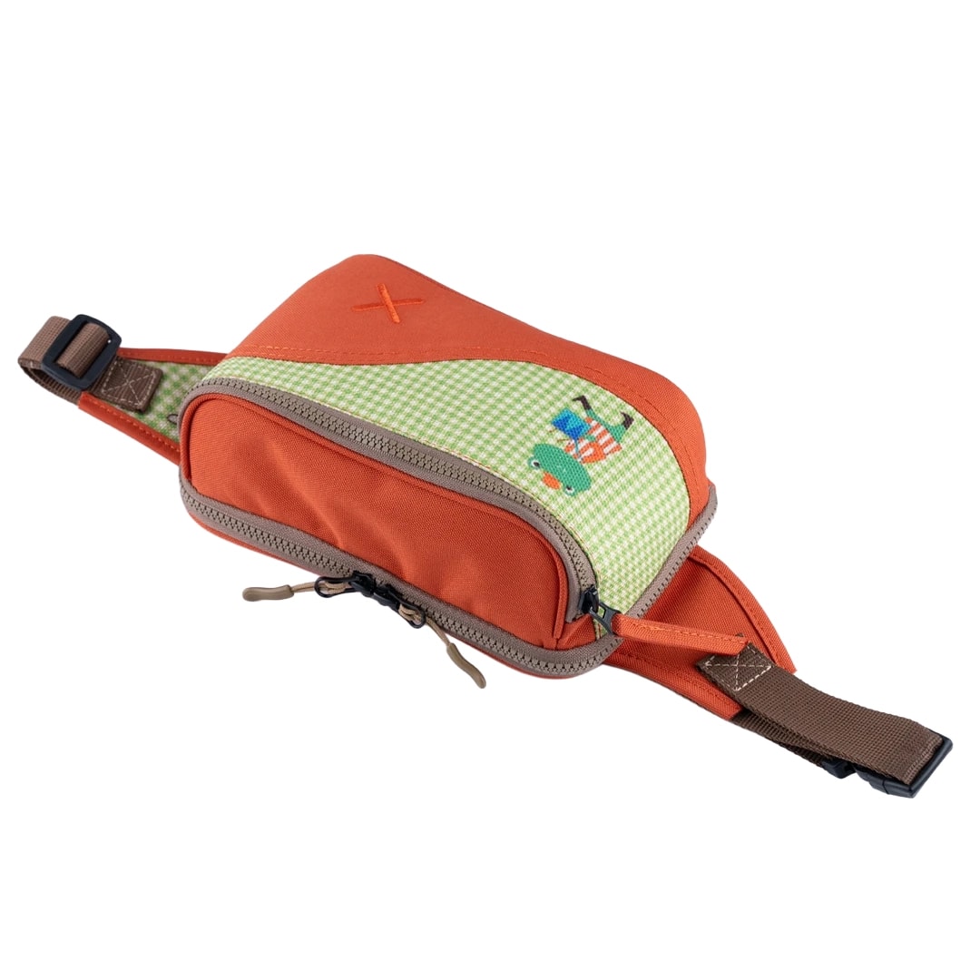 Turuncu Kurbağa Desenli Kanvas Unisex Göğüs ve Bel Çantası