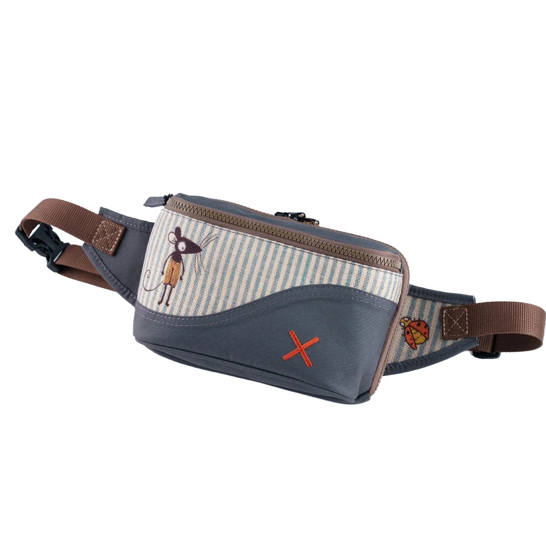 Antrasit Fare Desenli Kanvas Unisex Göğüs ve Bel Çantası