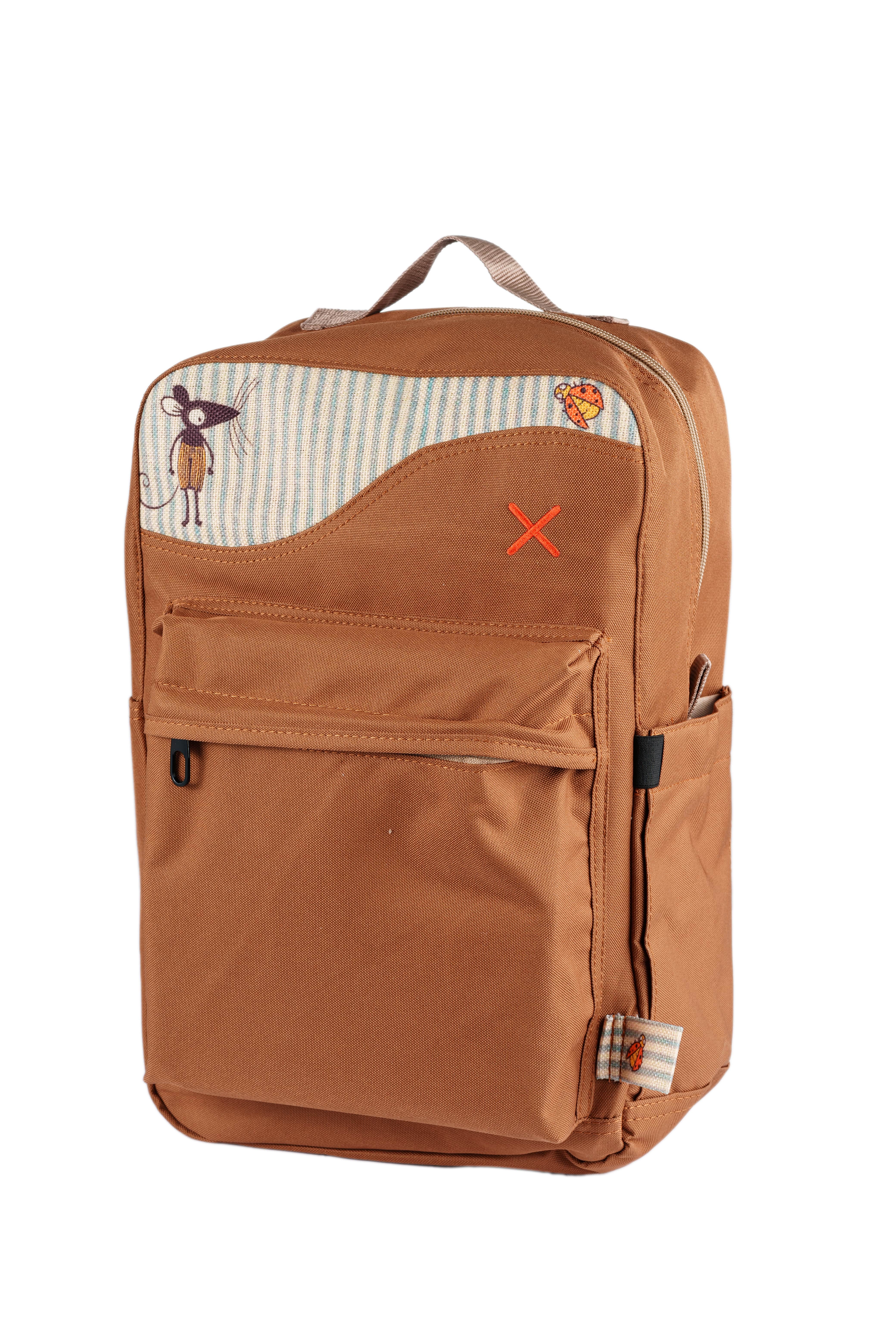 Kahverengi Fare Desenli Kanvas Unisex Sırt Çantası
