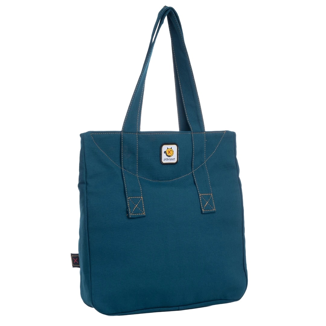 Petrol Mavisi Küçük Prens Desenli Canvas Kumaş Omuz Çantası