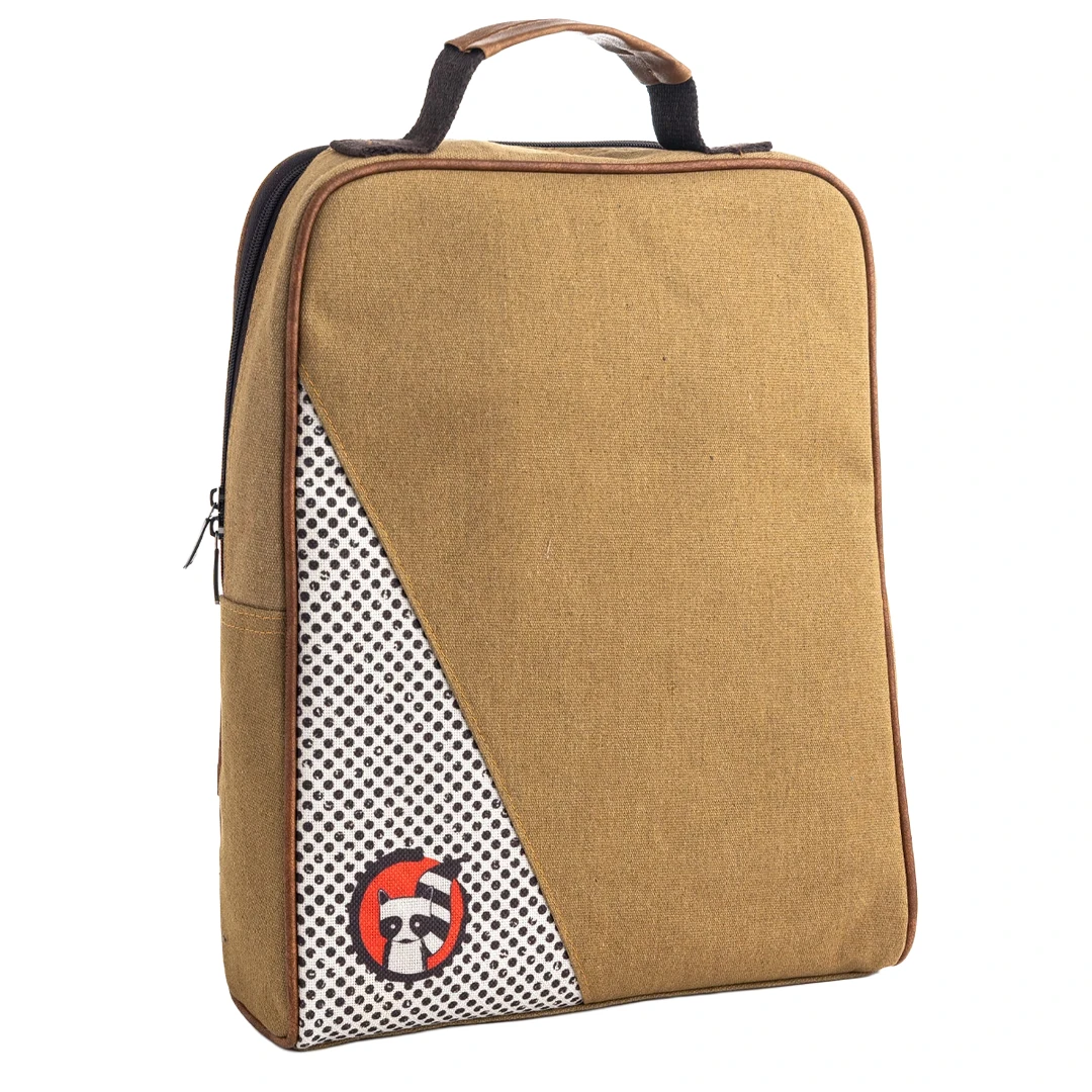 Hardal Rakun Desenli Üçgen Laptop & Sırt Çantası