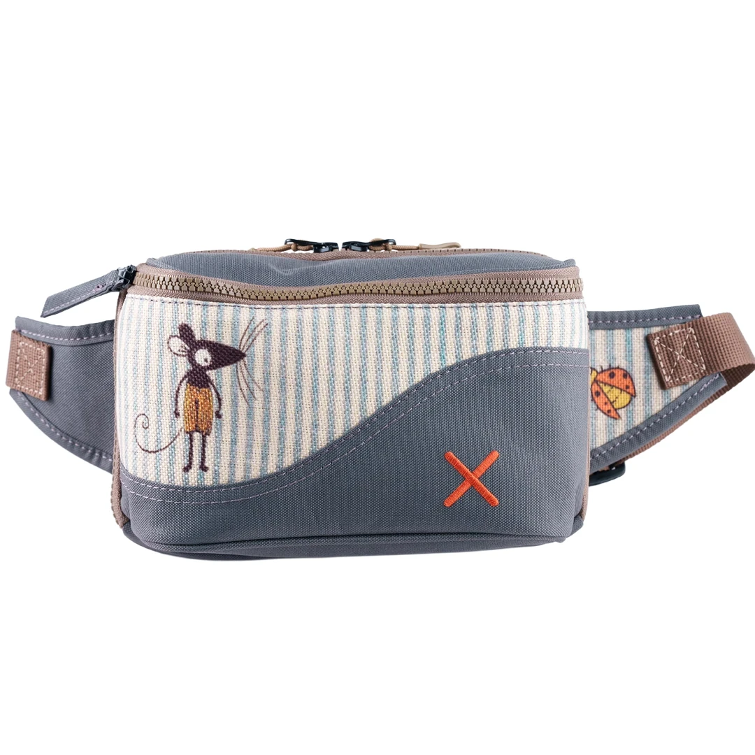 Antrasit Fare Desenli Kanvas Unisex Göğüs ve Bel Çantası