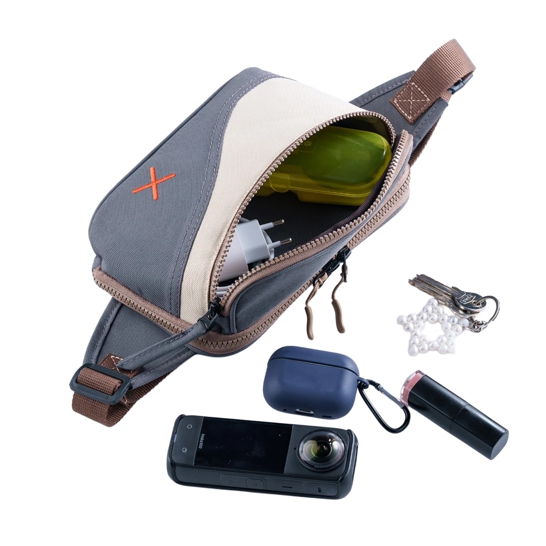 Yeşil Turuncu Kanvas Unisex Göğüs ve Bel Çantası 