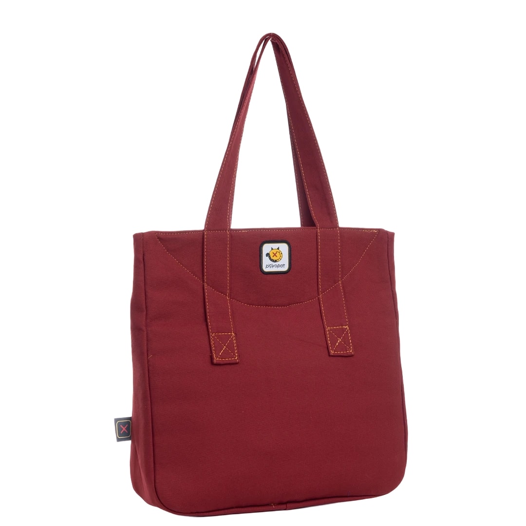 Bordo Karga Desenli Canvas Kumaş Omuz Çantası