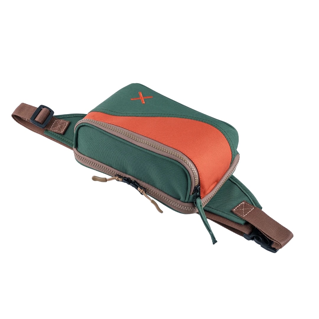 Yeşil Turuncu Kanvas Unisex Göğüs ve Bel Çantası 