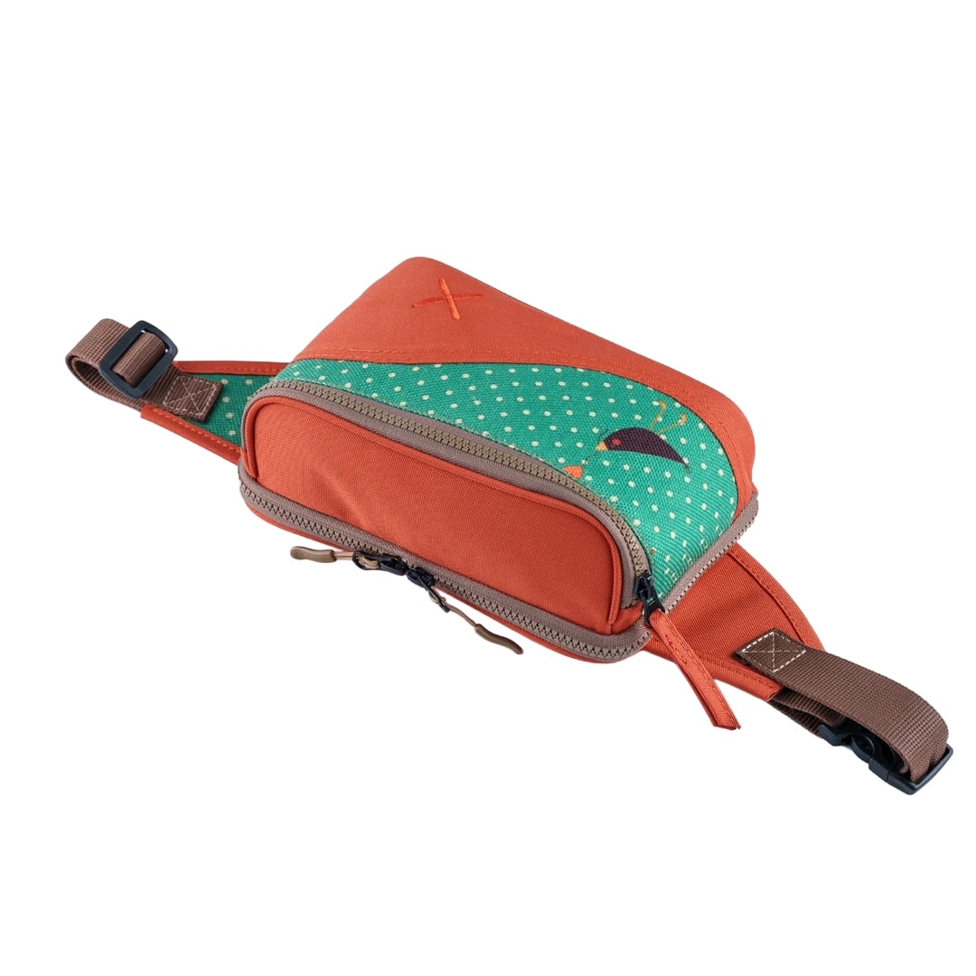Turuncu Karga Desenli Kanvas Unisex Göğüs ve Bel Çantası