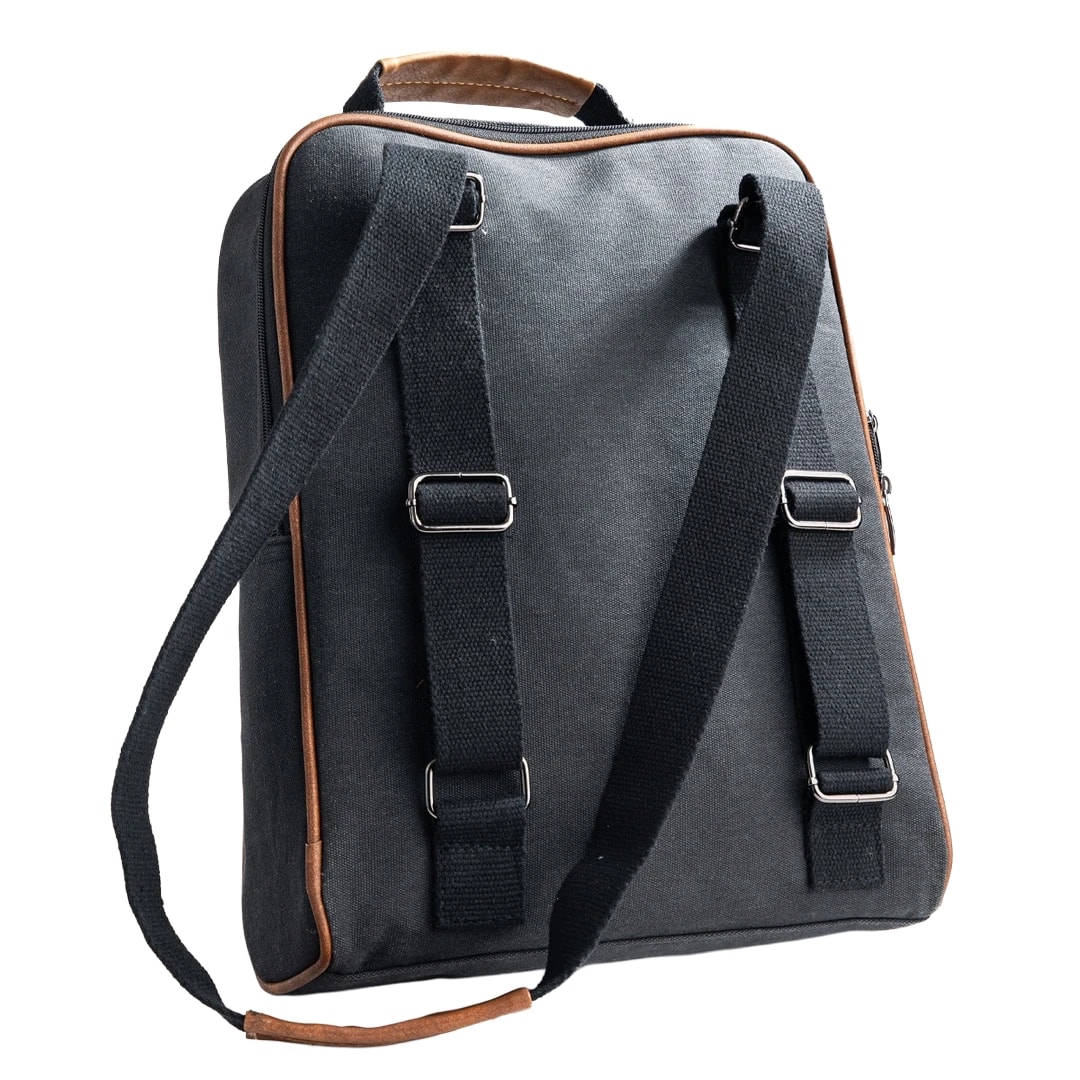 Siyah Rakun Desenli Üçgen Laptop & Sırt Çantası