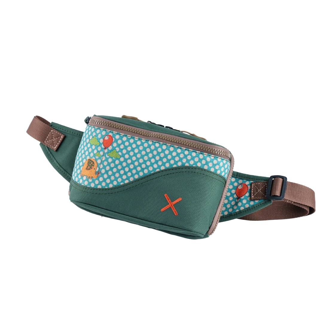 Yeşil Fil Desenli Kanvas Unisex Göğüs ve Bel Çantası