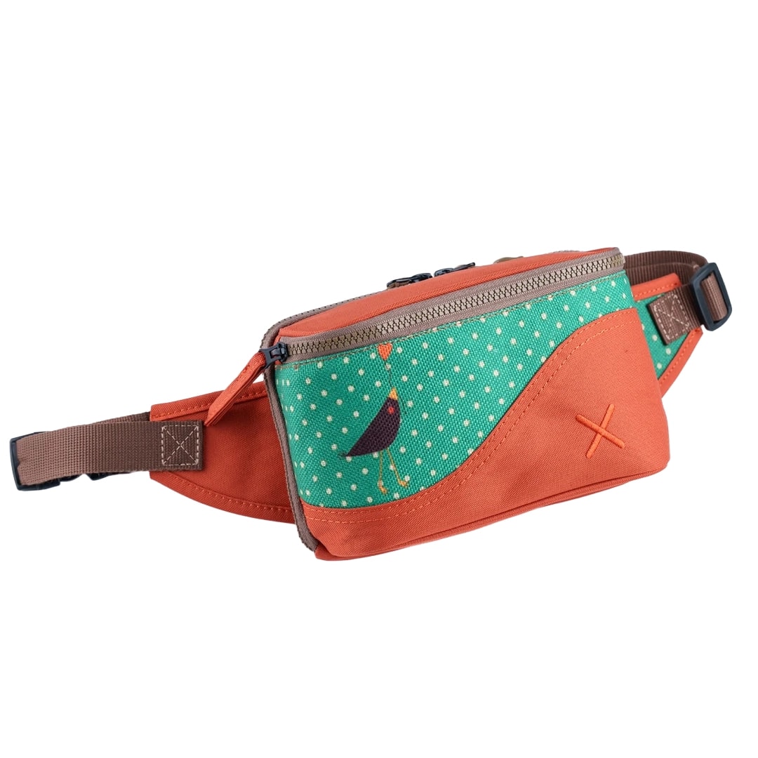 Turuncu Karga Desenli Kanvas Unisex Göğüs ve Bel Çantası