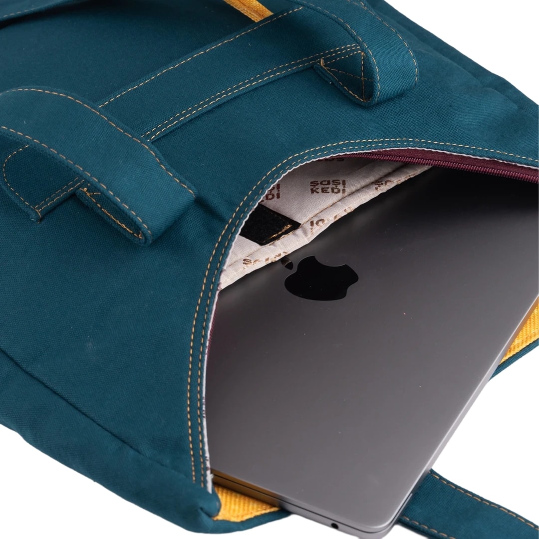 Petrol Mavisi Küçük Prens Desenli Canvas Kumaş Omuz Çantası