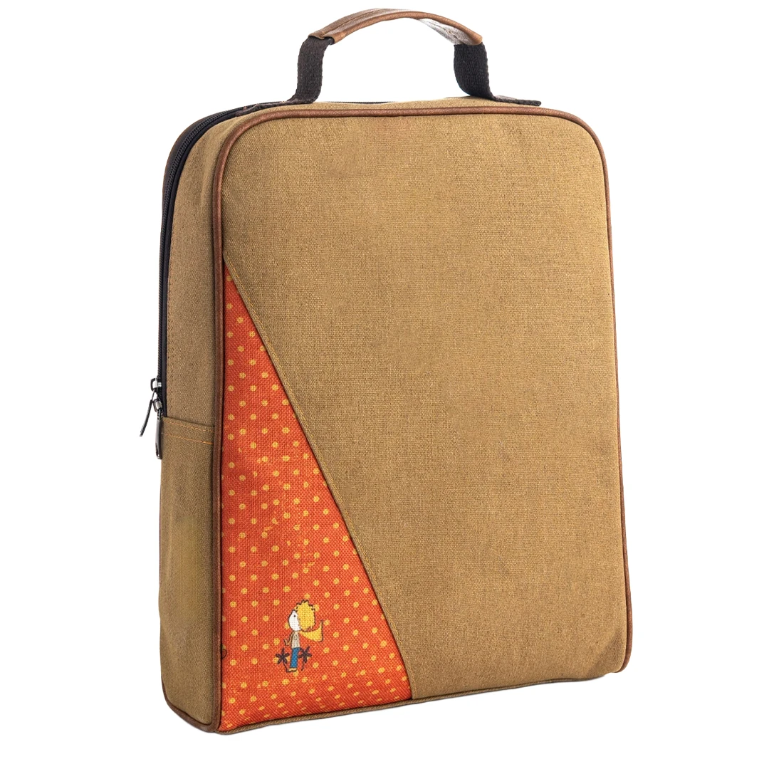 Hardal Küçük Prens Desenli Üçgen Laptop & Sırt Çantası
