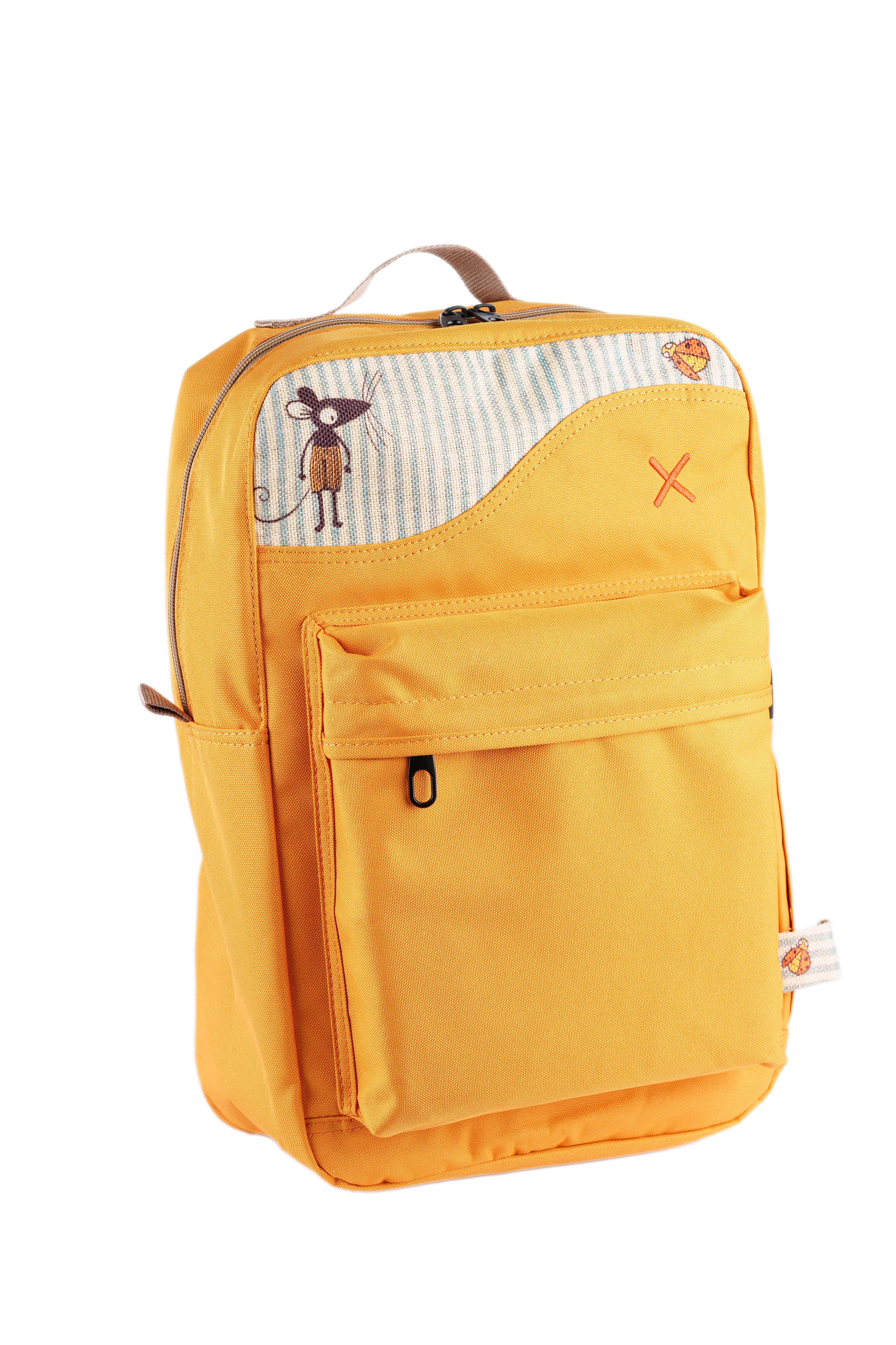 Sarı Fare Desenli Kanvas Unisex Sırt Çantası