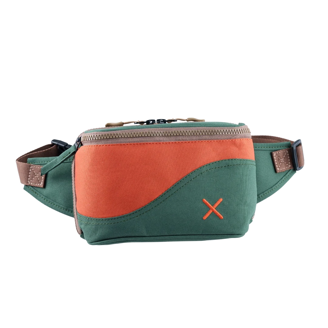 Yeşil Turuncu Kanvas Unisex Göğüs ve Bel Çantası 